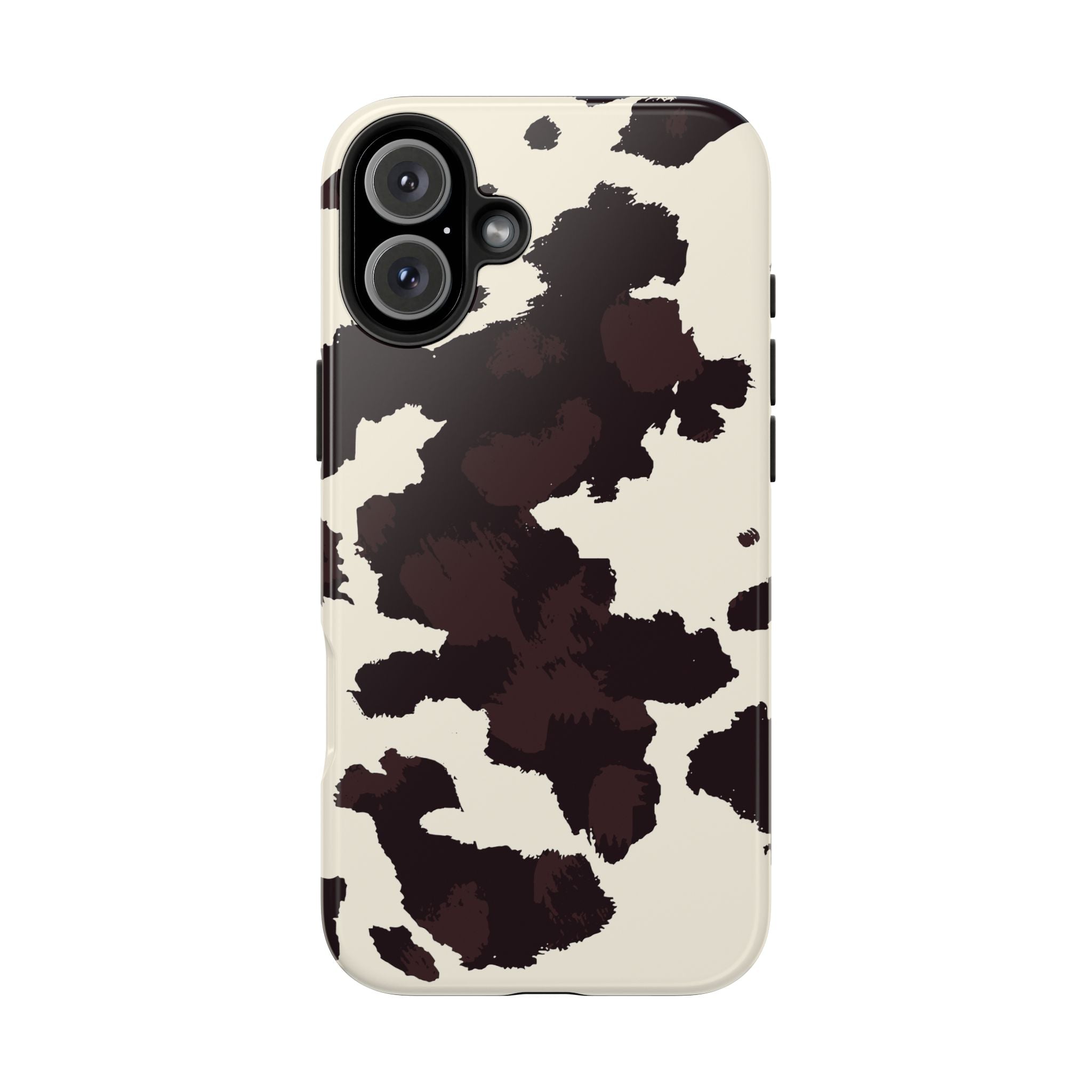 Cow Print Tough Phone Case — Brown Cream Protective Phone Cover