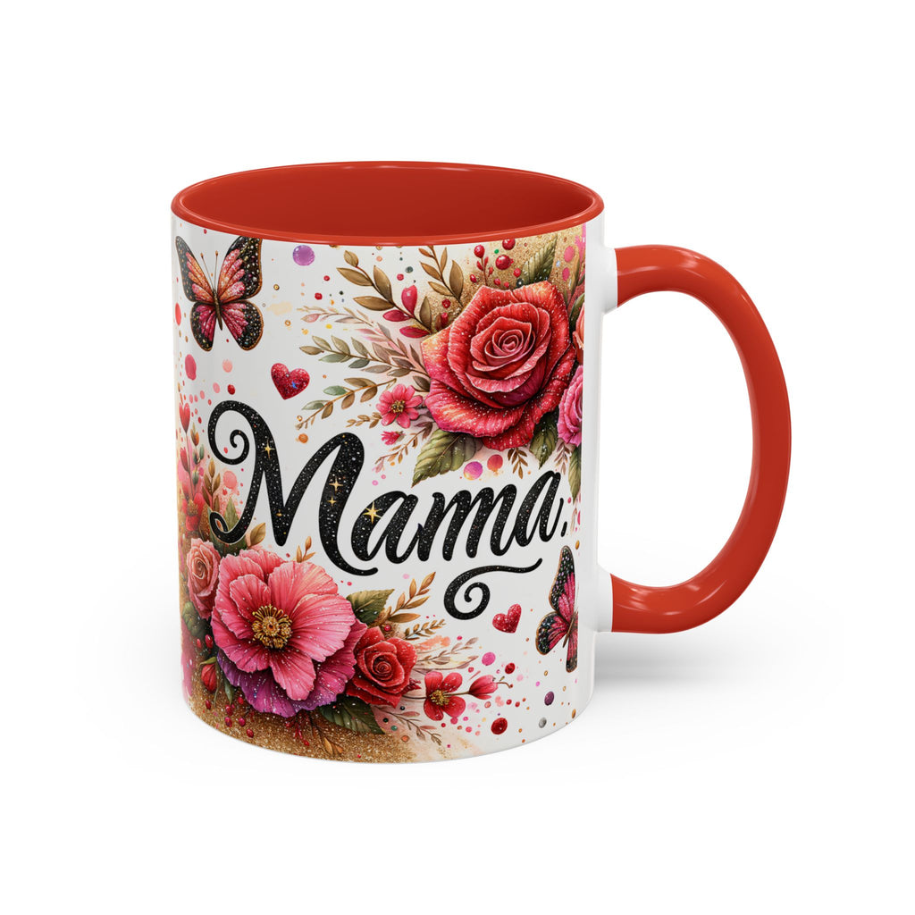 Mama Floral Accent Coffee Mug — Pink Roses & Butterflies (11/15oz)