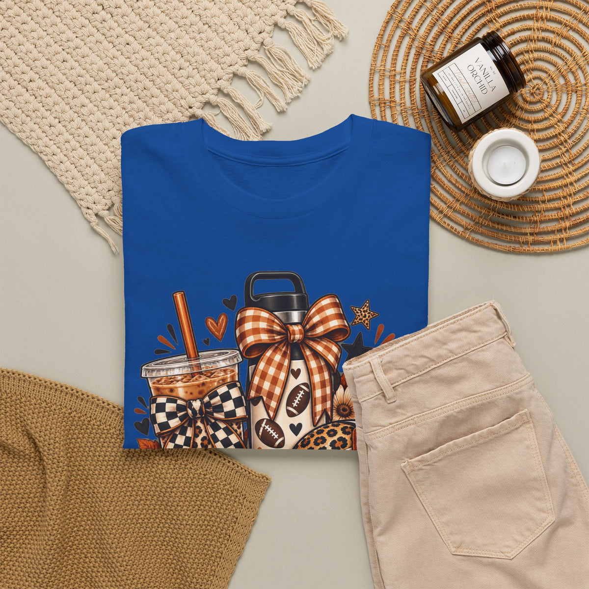 Fall Cozy Coffee T-Shirt — Pumpkin Spice, Plaid Bows & Floral Autumn Graphic Tee