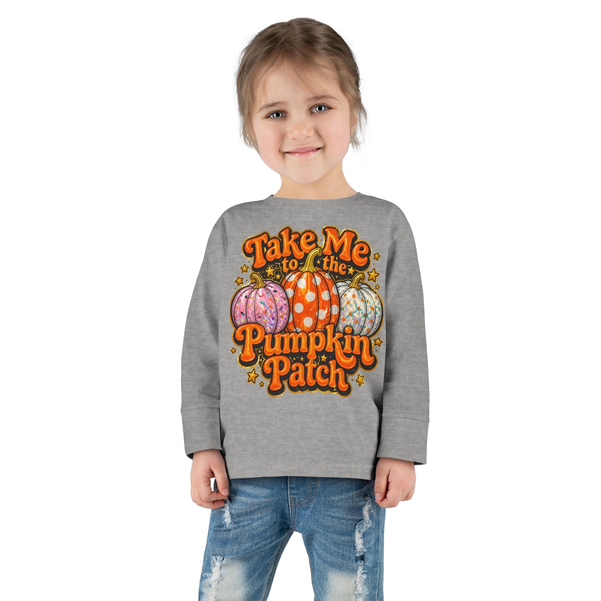 Toddler Long Sleeve Tee - "Take Me to the Pumpkin Patch" Fall Pumpkin Patch Shirt