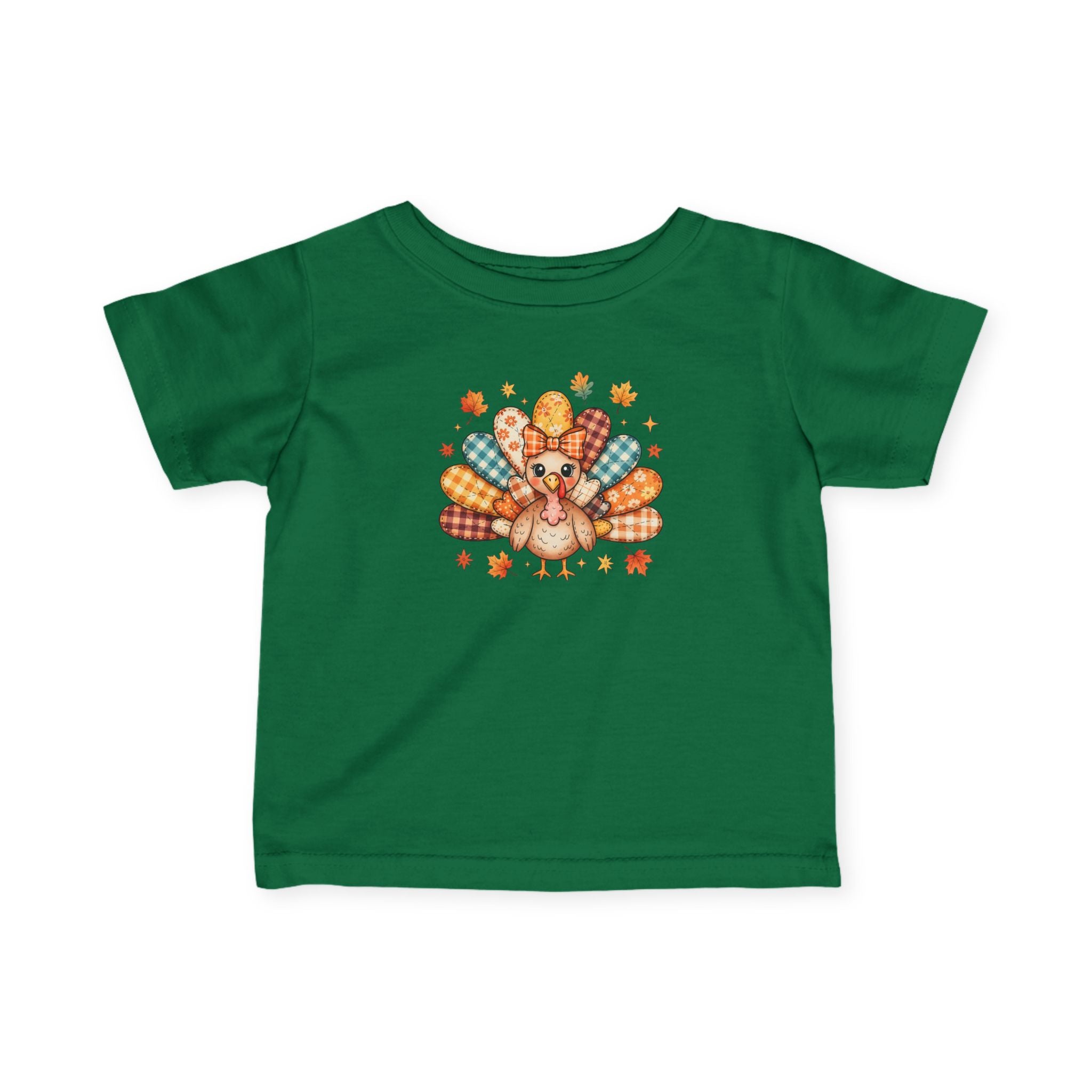 Infant Tee — Cute Thanksgiving Patchwork Turkey Baby Shirt