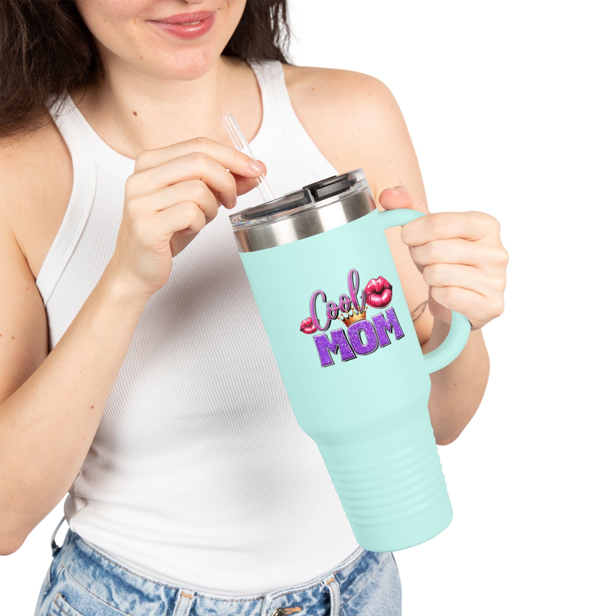 40oz Insulated Travel Mug – Loud Mom Lip Print (Keeps Drinks Hot & Cold)
