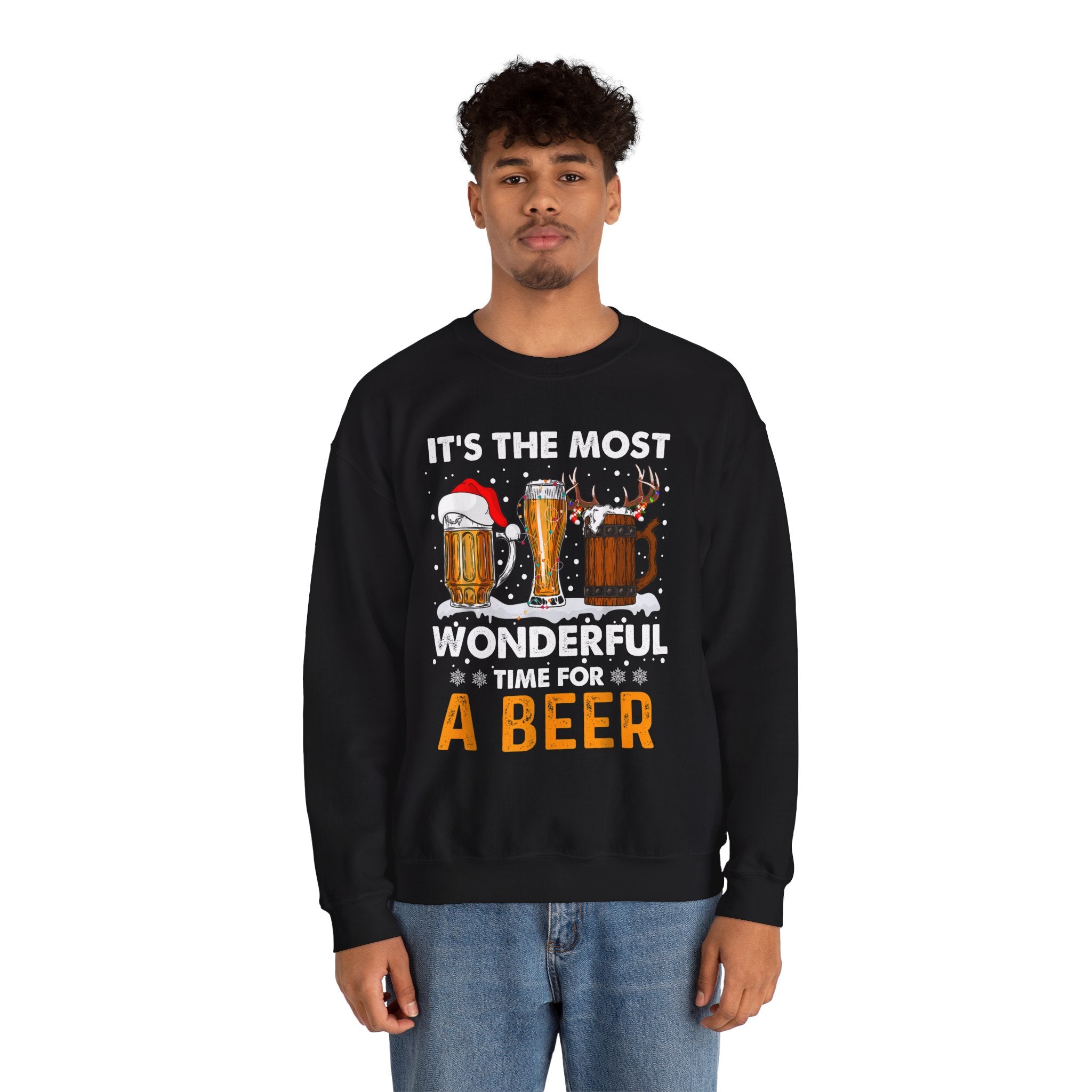 Christmas Beer Sweatshirt – "It's the Most Wonderful Time for a Beer" Holiday Crewneck
