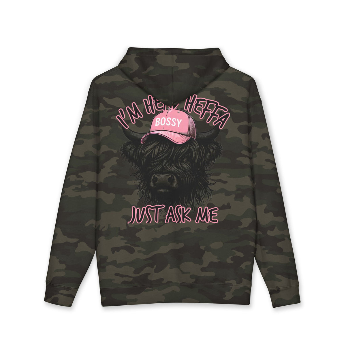 Bossy Heffa Hoodie — "I’m Her Heffa Just Ask Me" Highland Cow Pullover