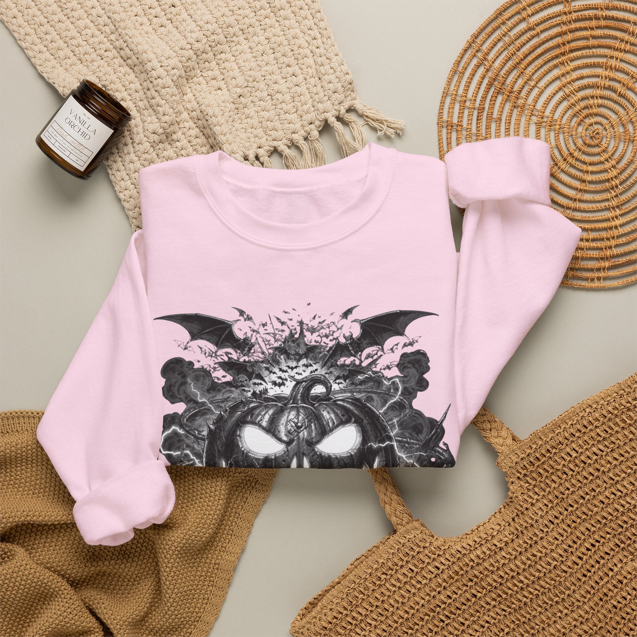 Halloween Pumpkin Crewneck Sweatshirt — Spooky Jack-o'-Lantern Graphic