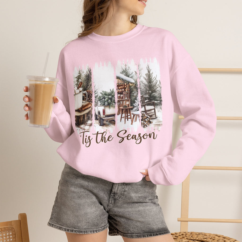 Holiday Cabin Crewneck Sweatshirt — 'Tis the Season Cozy Winter Pullover