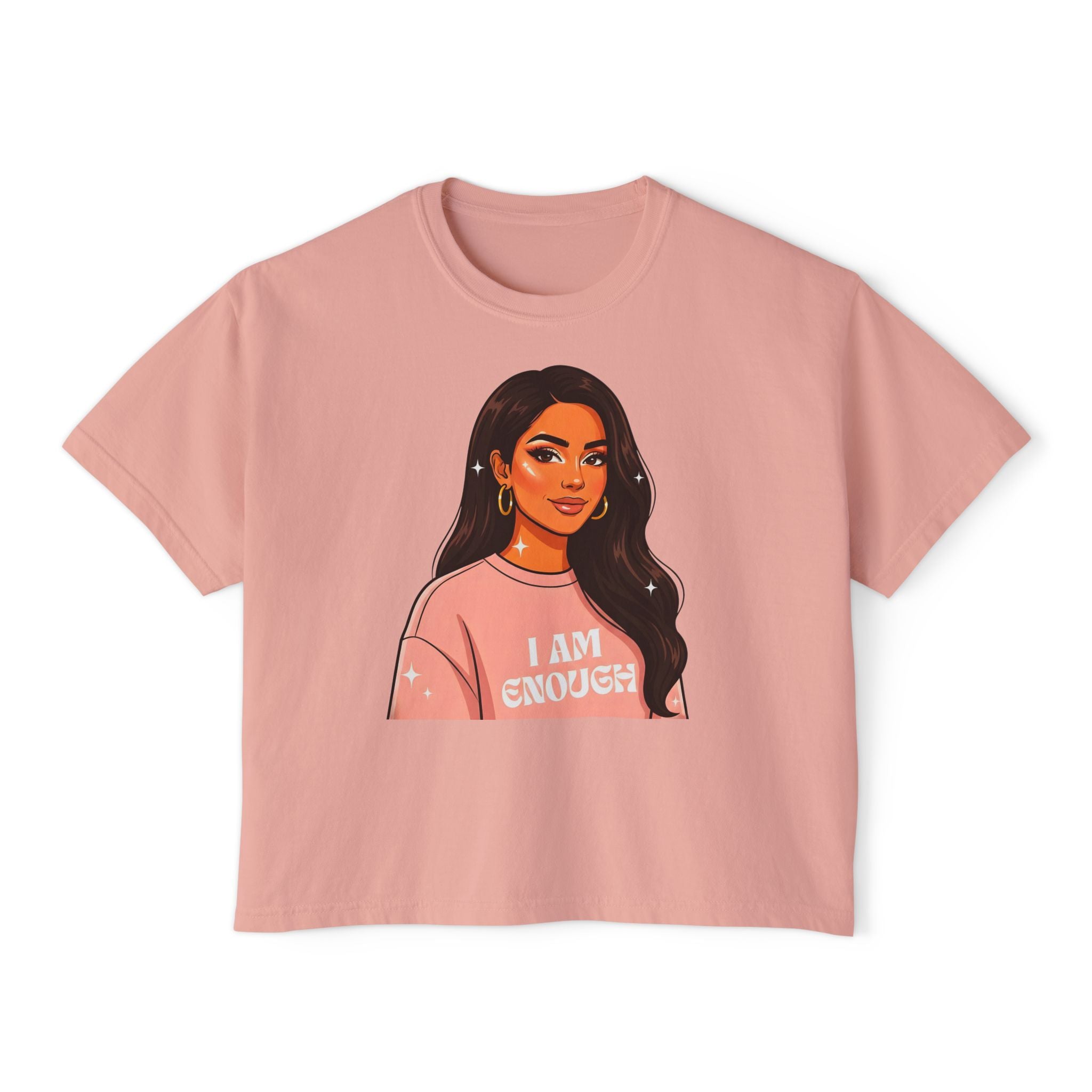 I Am Enough Boxy Tee — Empowering Women's Graphic Cropped T-Shirt