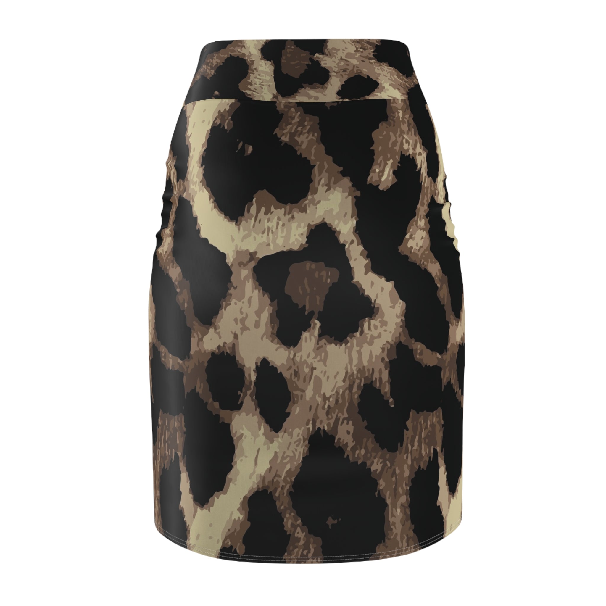 Leopard Print Pencil Skirt — Women's Animal Print High-Waist AOP