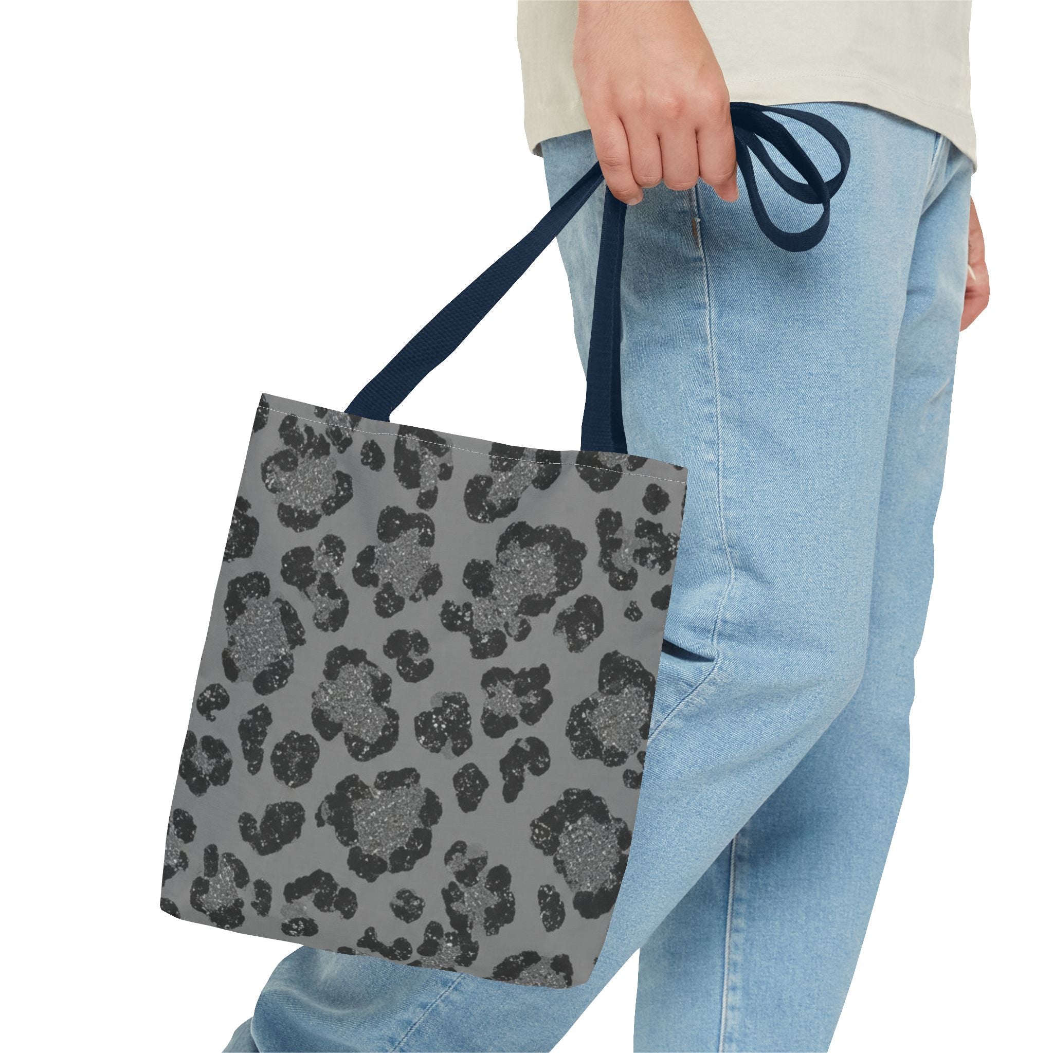 Leopard Print Tote Bag — Grey Animal Pattern All-Over-Print Tote