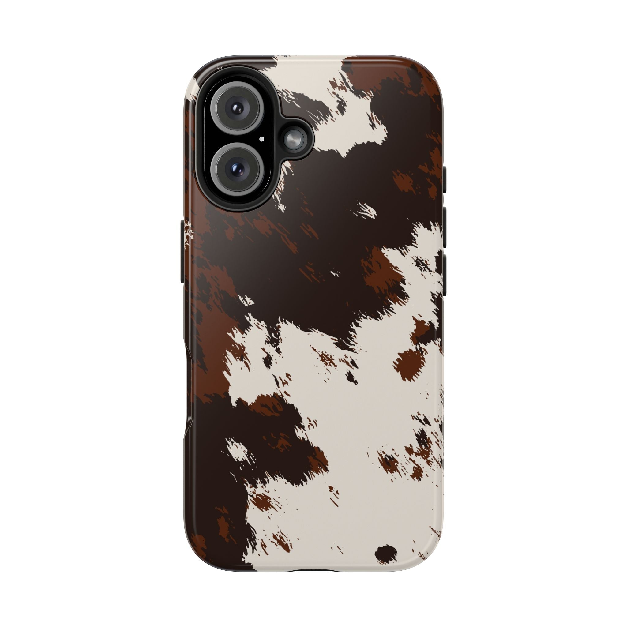 Cowhide Print Tough Phone Case — Brown & White Western Rugged Protection