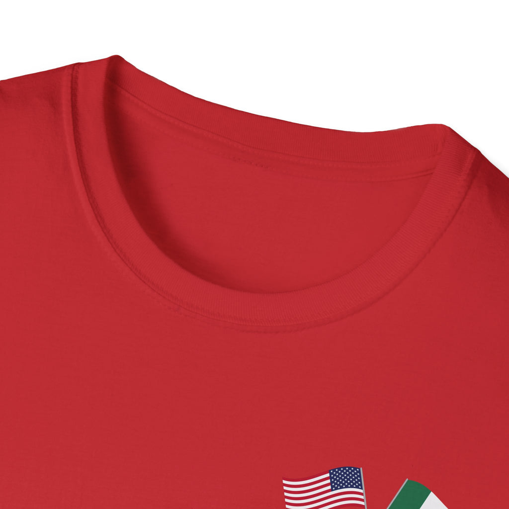 USA Mexico Flag T-Shirt — Small Crossed American & Mexican Flags Tee