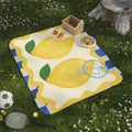 Lemon Stripe Picnic Blanket — Bright Citrus Outdoor Throw
