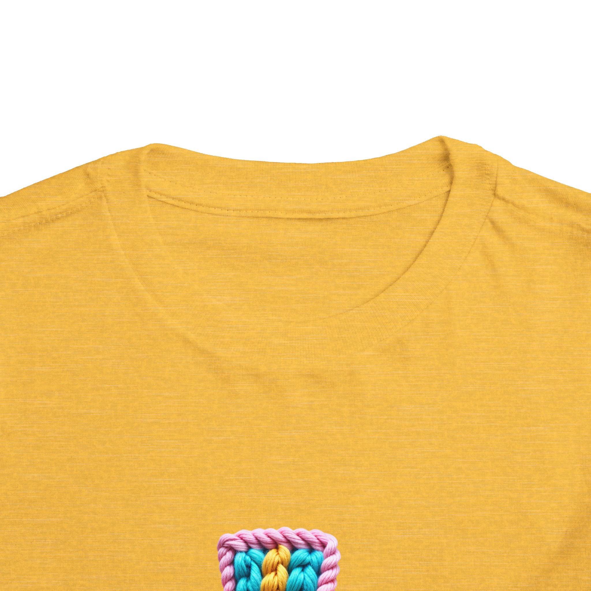 Easter Cross Toddler Tee — Colorful Knit Cross with "He is Risen" & Easter Eggs