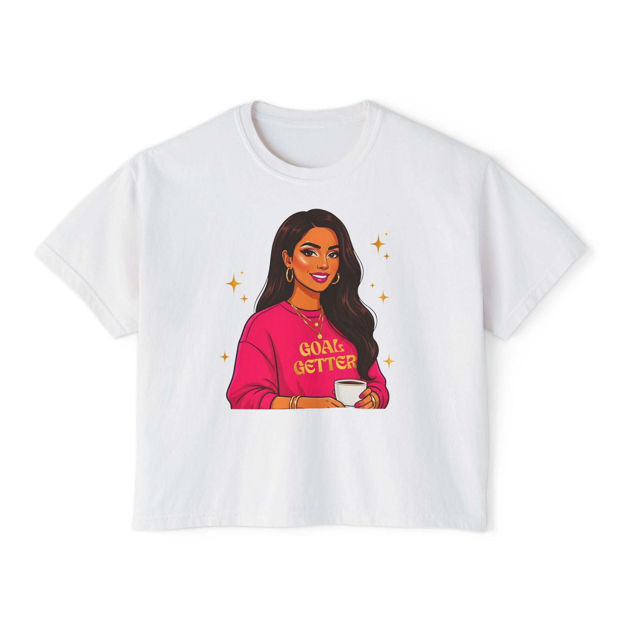 Goal Getter Women's Boxy Tee — Empowering Graphic Crop Top