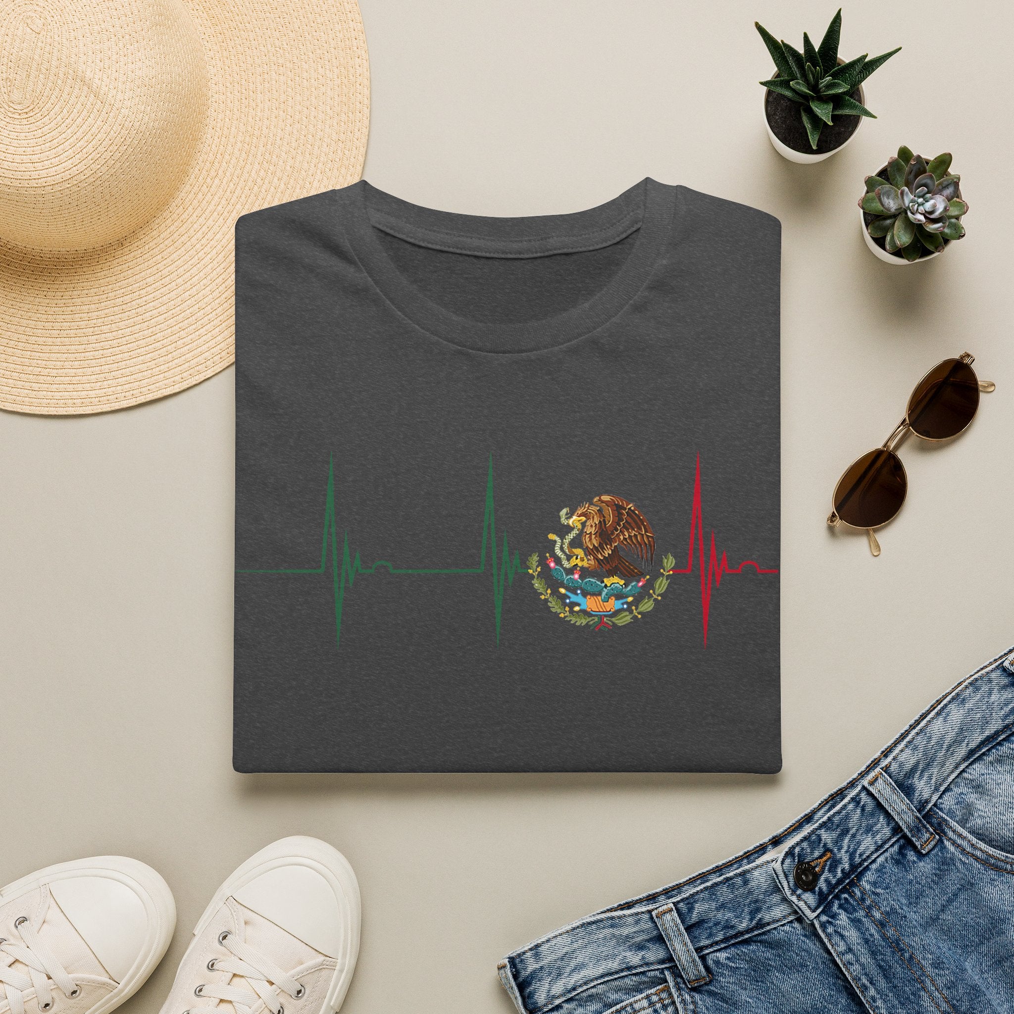 Mexican Heartbeat T-Shirt — Mexican Flag Eagle ECG Graphic Tee
