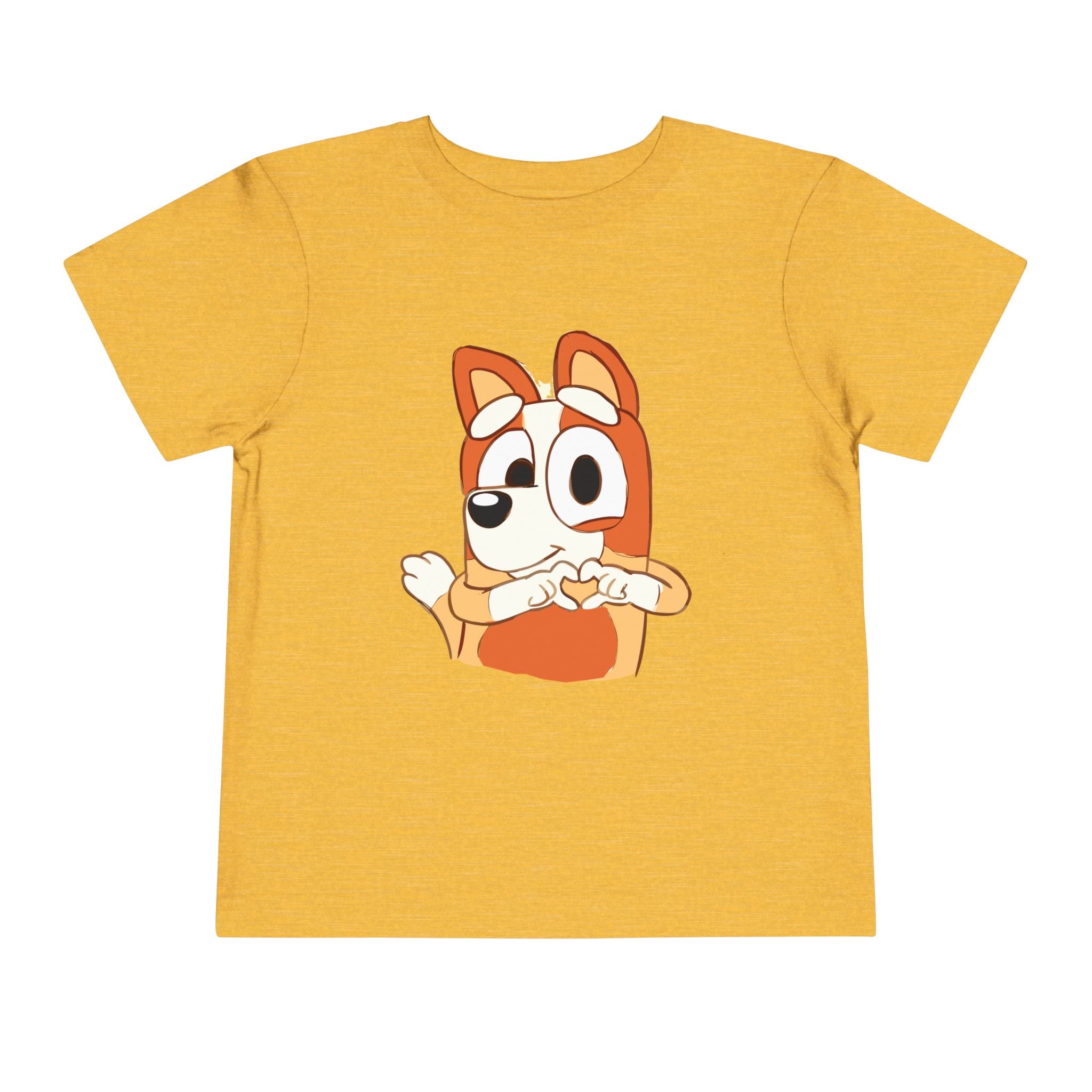 Toddler Tee — Cute Cartoon Dog Making Heart Gesture