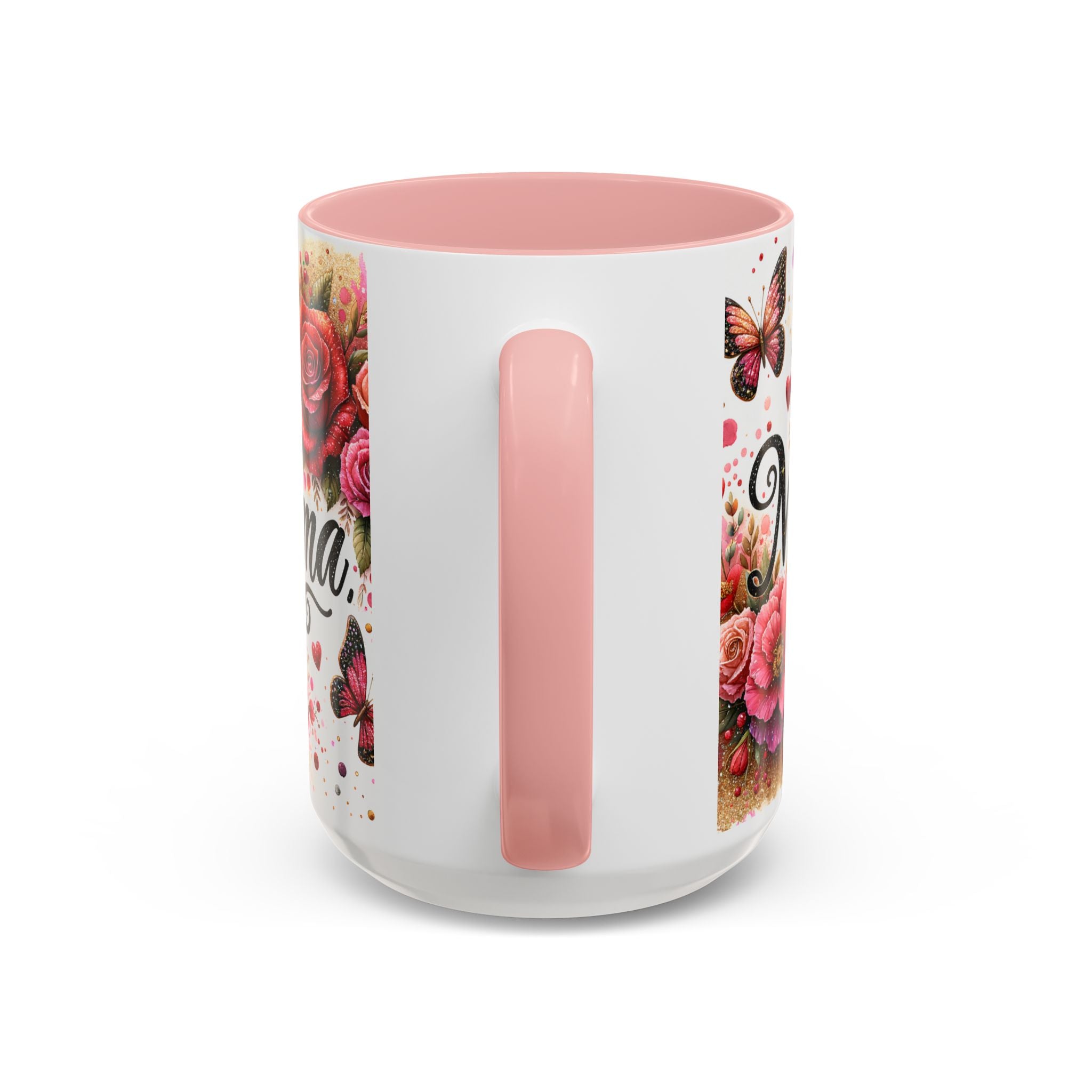 Mama Floral Accent Coffee Mug — Pink Roses & Butterflies (11/15oz)