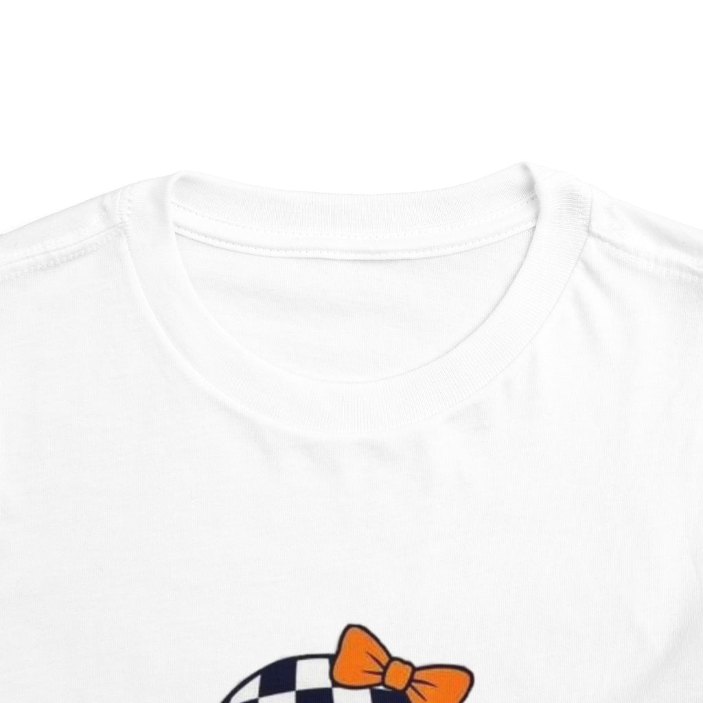 Checkerboard Ghost Toddler Tee — Cute Halloween Bubblegum Design