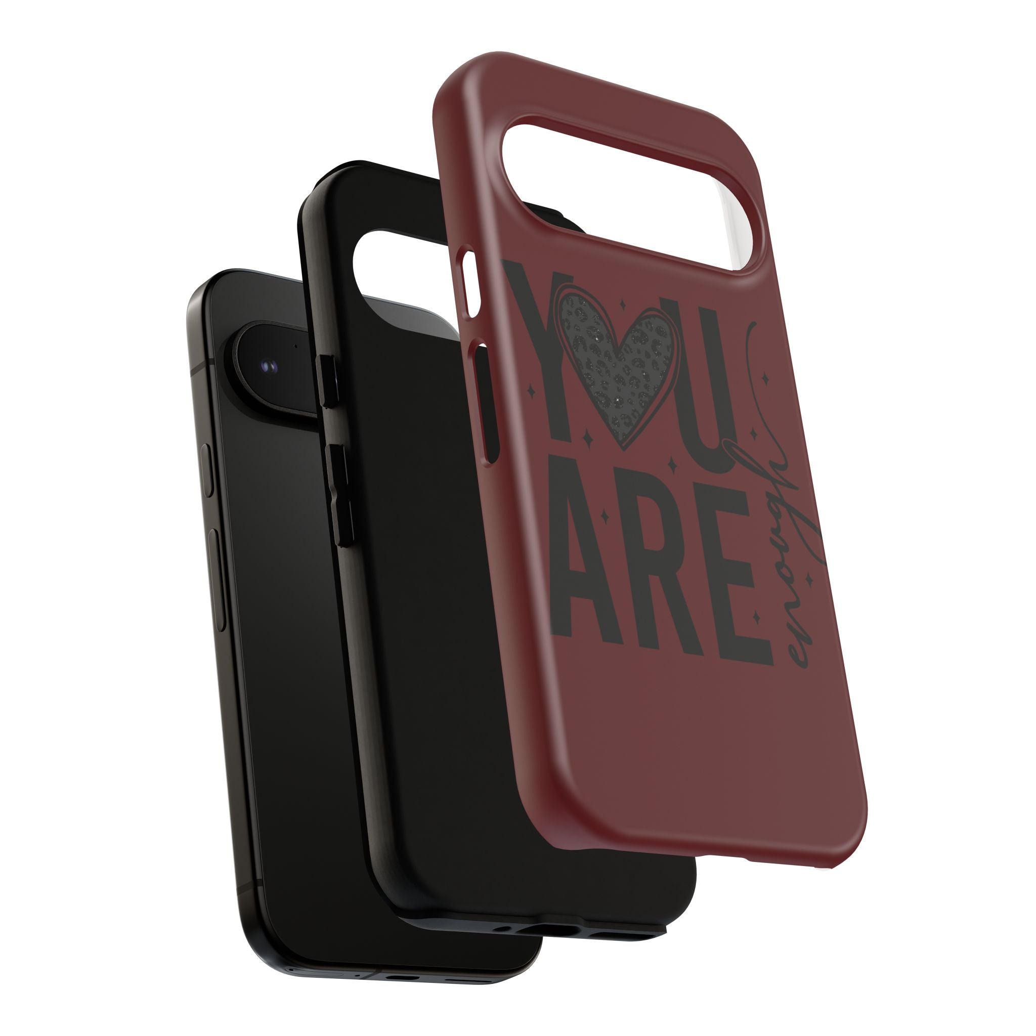 You Are Enough Phone Case — Inspirational Protective iPhone Cover (Maroon)