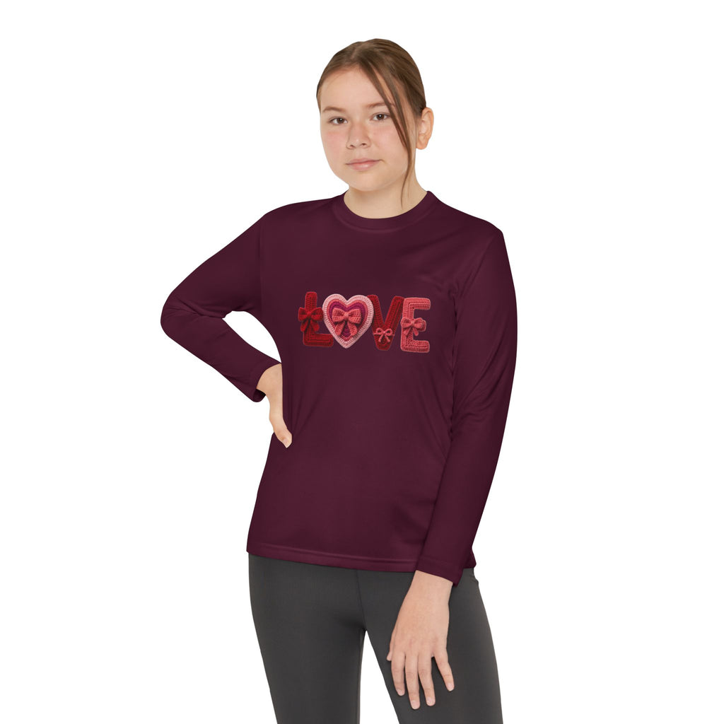 Youth Long Sleeve Tee - Red 'LOVE' Heart Design
