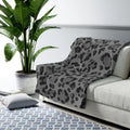 Sherpa Blanket — Grey Leopard Print Cozy Throw