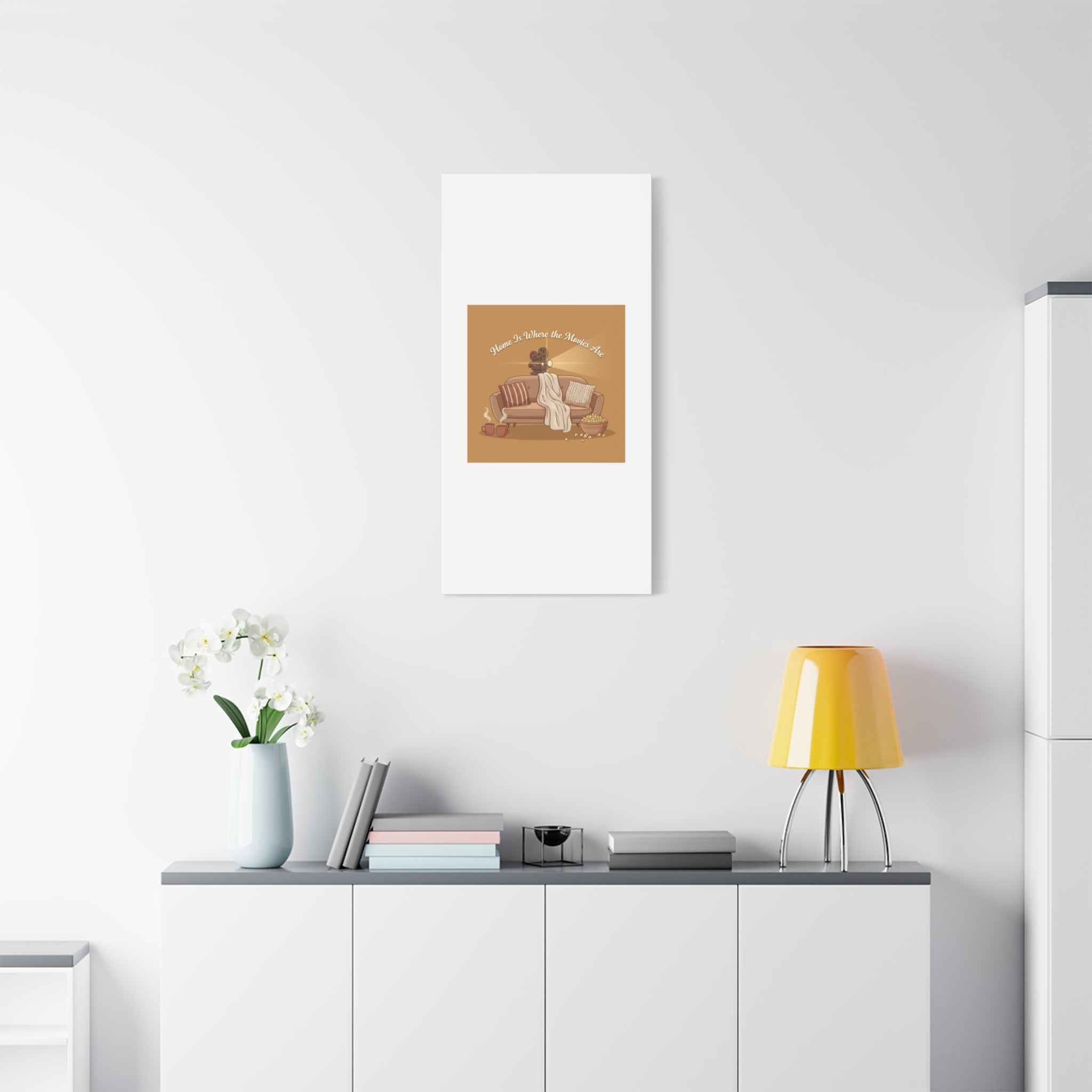 Home Is Where the Movies Are Canvas | cozy night art, home cinema decor