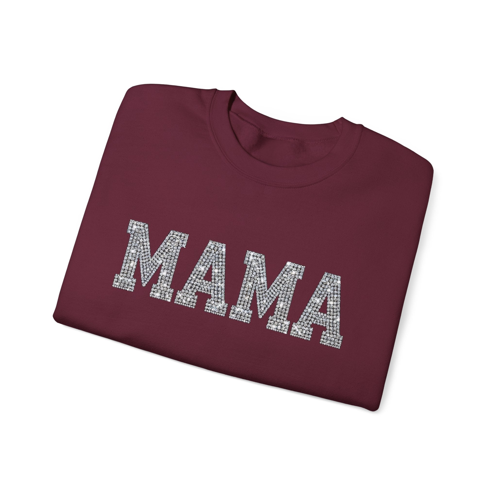 Mama Crewneck Sweatshirt — Casual Glitter Block Letter Mom Pullover