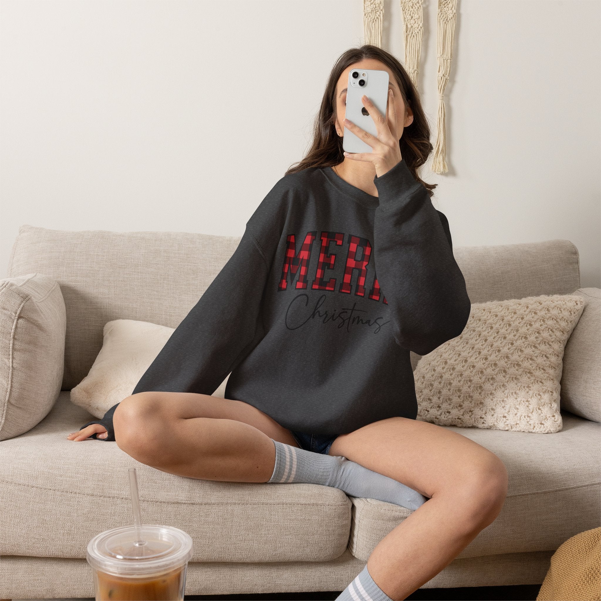 Christmas Plaid "Merry Christmas" Crewneck Sweatshirt