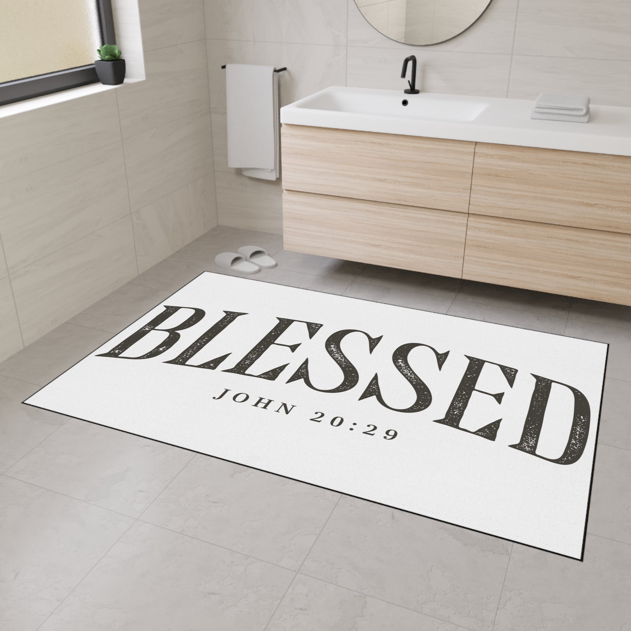 Blessed John 20:29 Floor Mat — Heavy Duty Welcome Mat