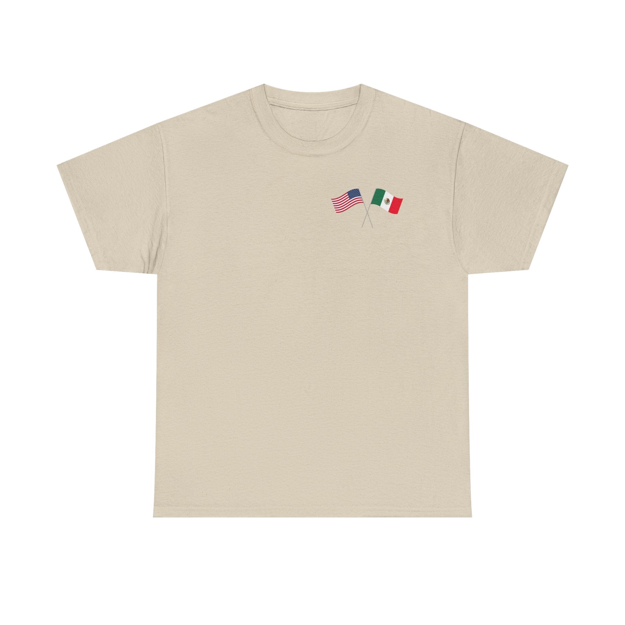 American & Italian Flag Tee with Vintage Rose Back — Patriotic Floral T-Shirt