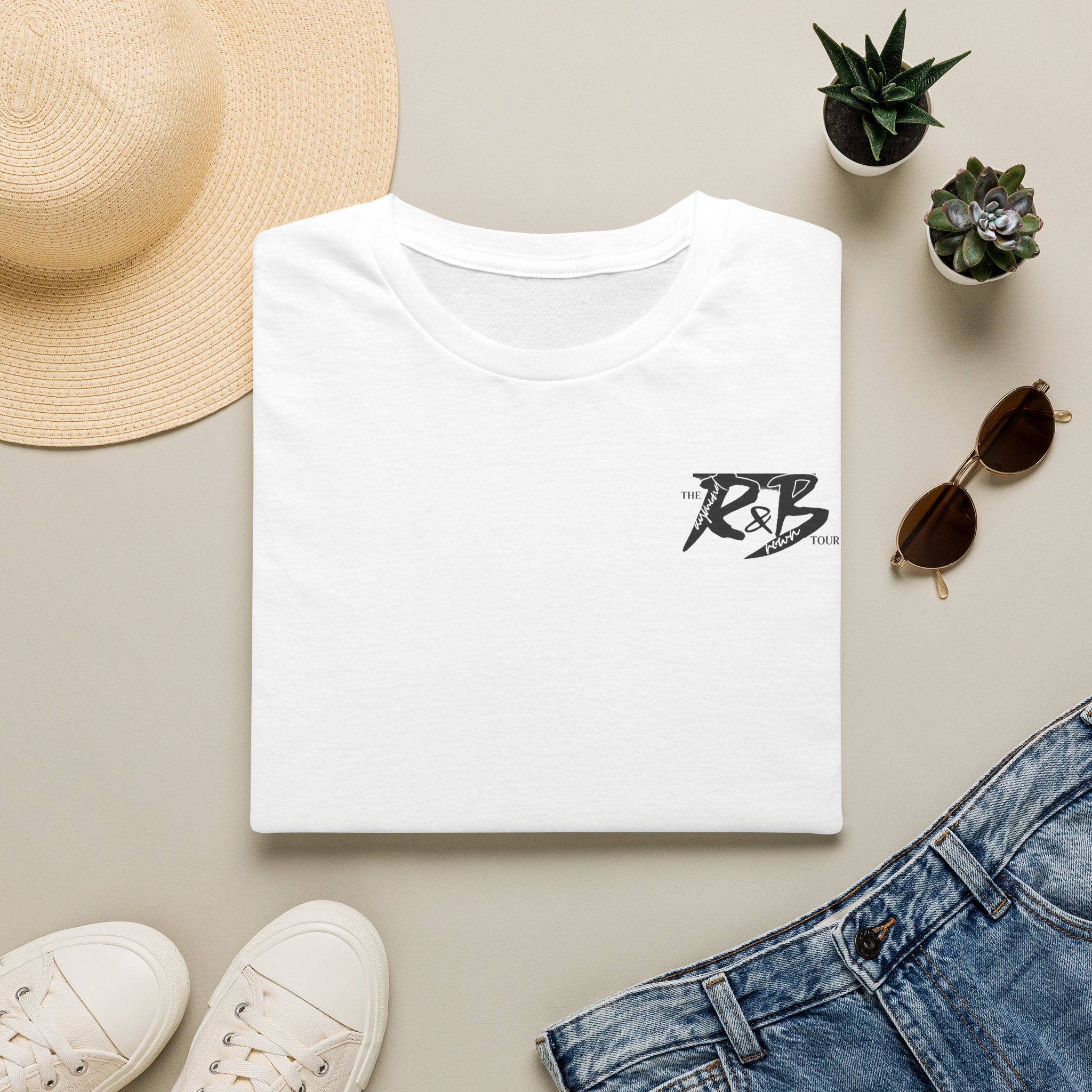 R&B Minimalist Logo T-Shirt — Retro Script Chest Print