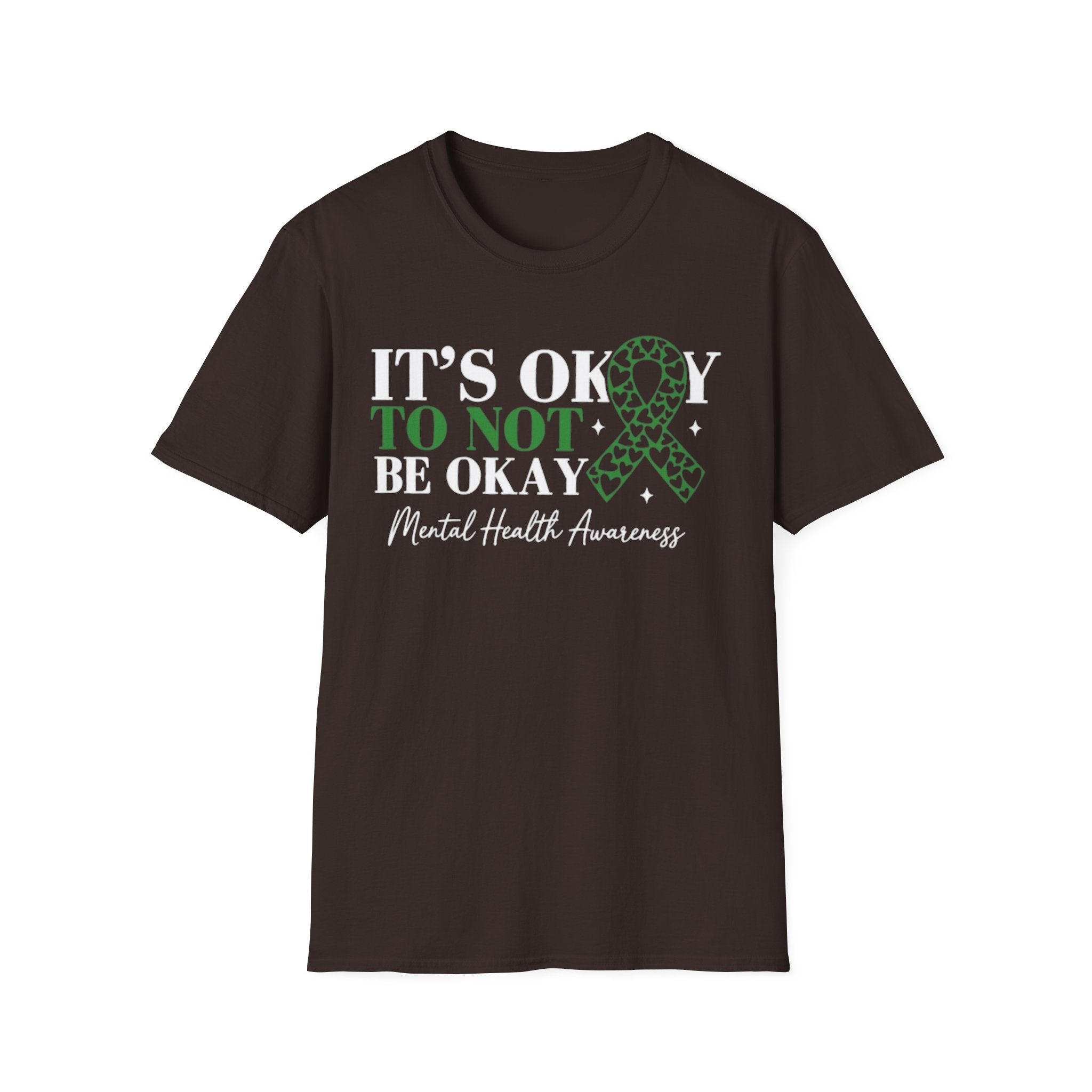 Mental Health Awareness T-Shirt — "It's Okay to Not Be Okay" with Green Ribbon