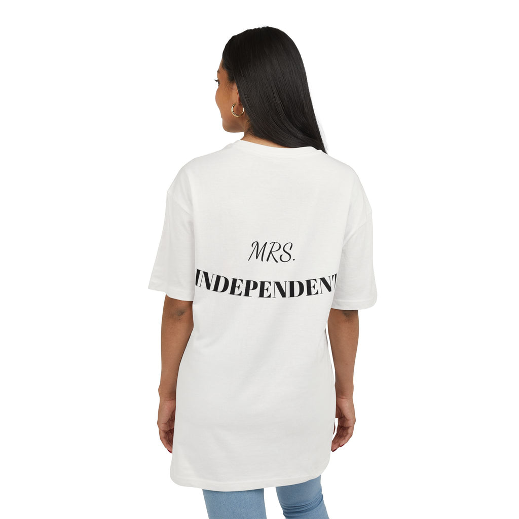 Mrs. Independent Oversized Tee — Empowered Bride / Newlywed Graphic T‑Shirt