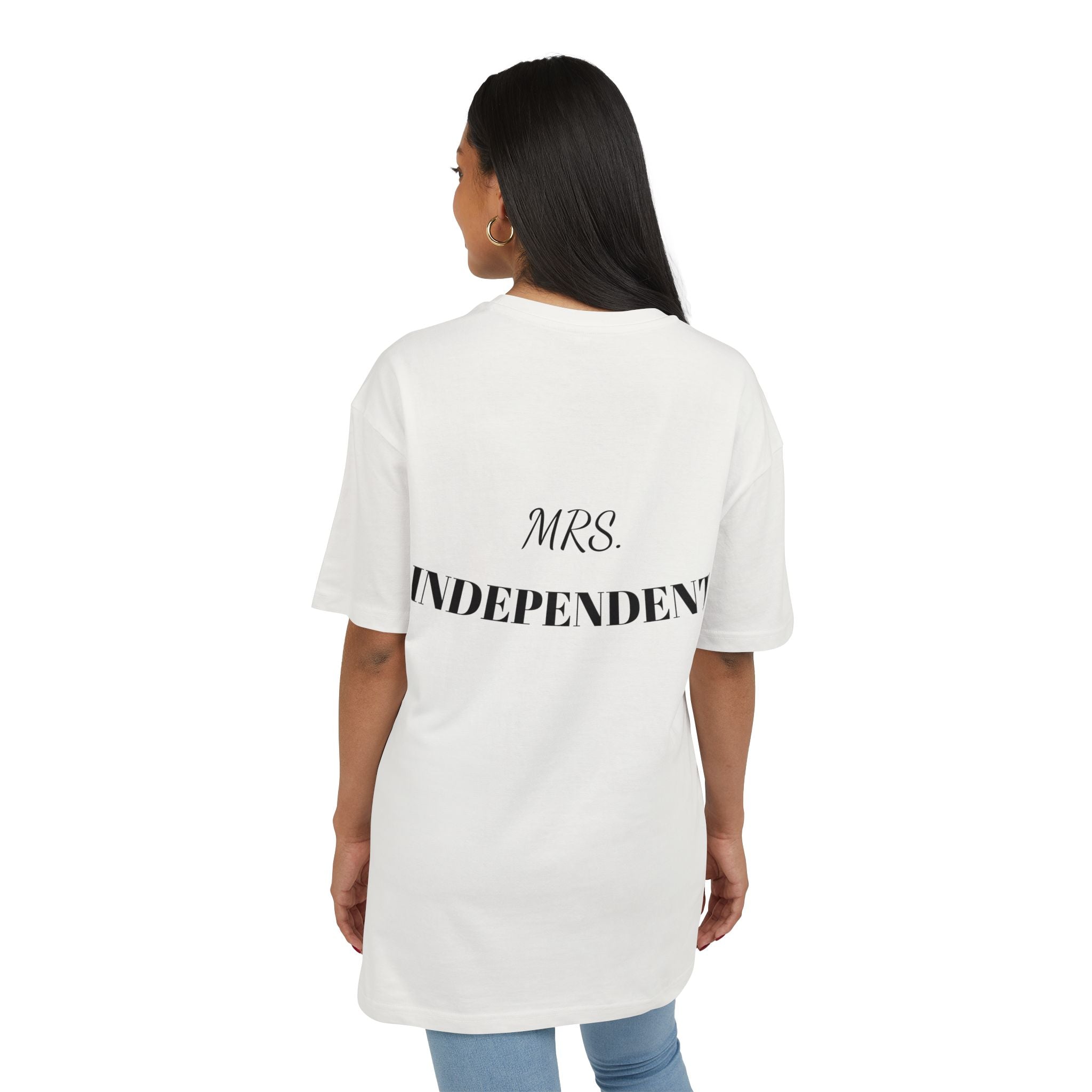Mrs. Independent Oversized Tee — Empowered Bride / Newlywed Graphic T‑Shirt