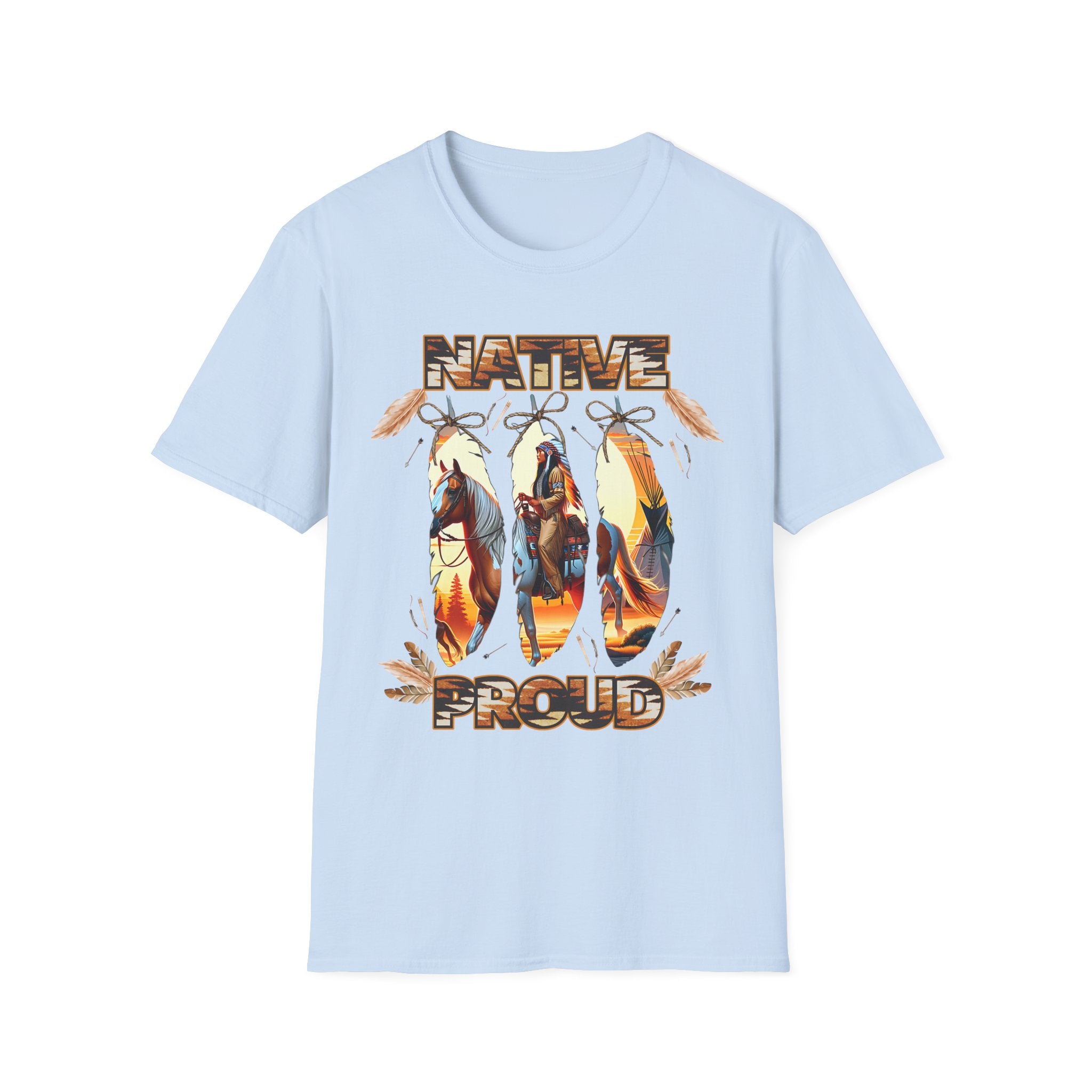 Native Proud T-Shirt — Tribal Feather Graphic Tee