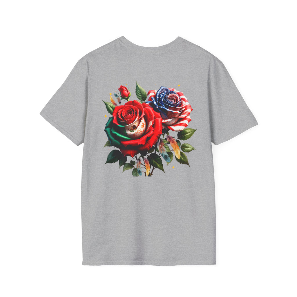 USA Mexico Flag T-Shirt — Small Crossed American & Mexican Flags Tee