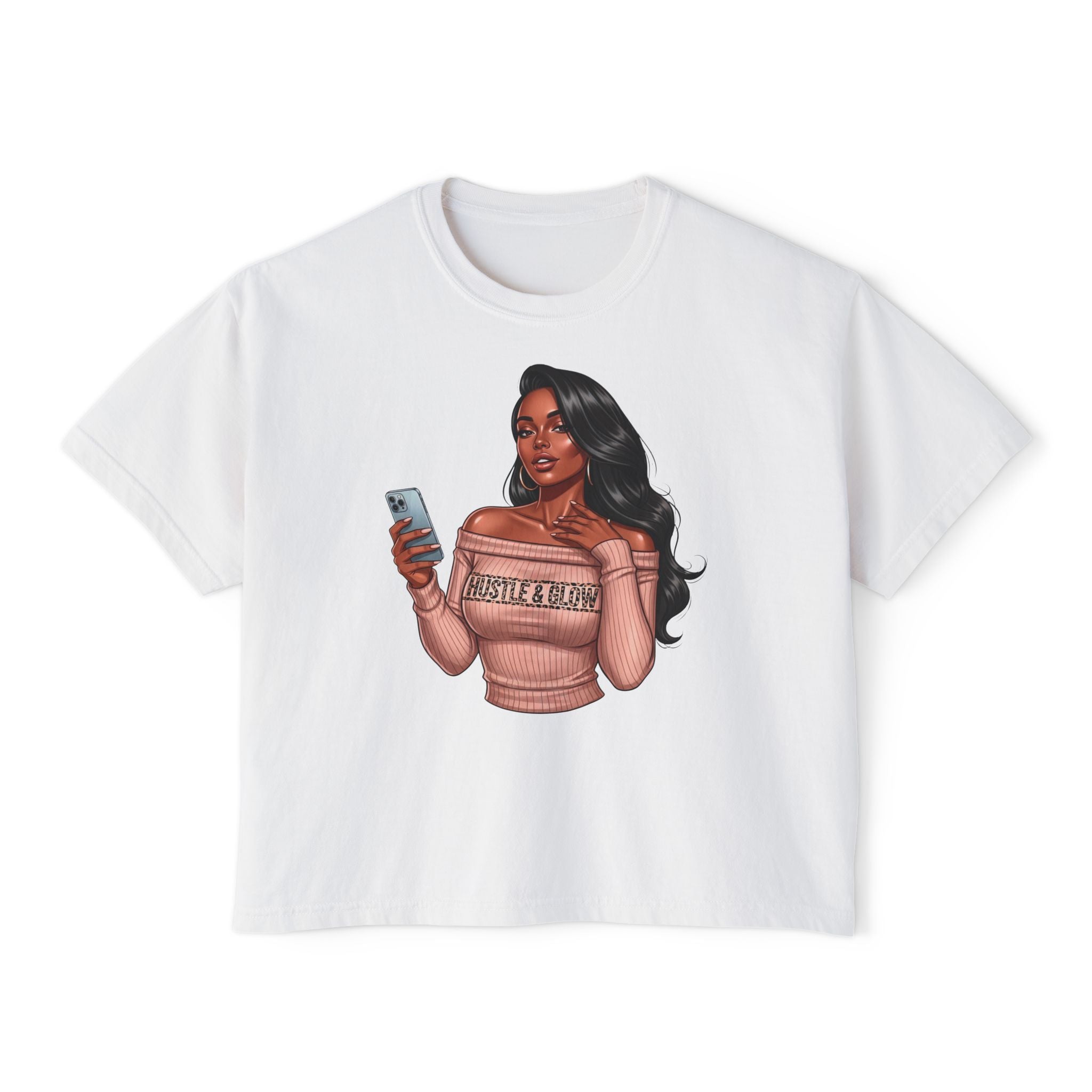 Curvy Girl Boss Boxy Tee — 'Just A Girl' Graphic Women's Crop T-Shirt