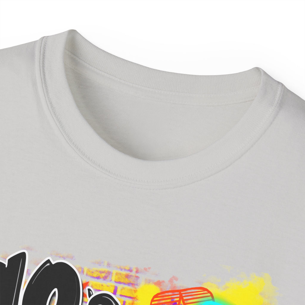 90s Made 00s Raised T-Shirt — Neon Retro Boombox Graphic Tee