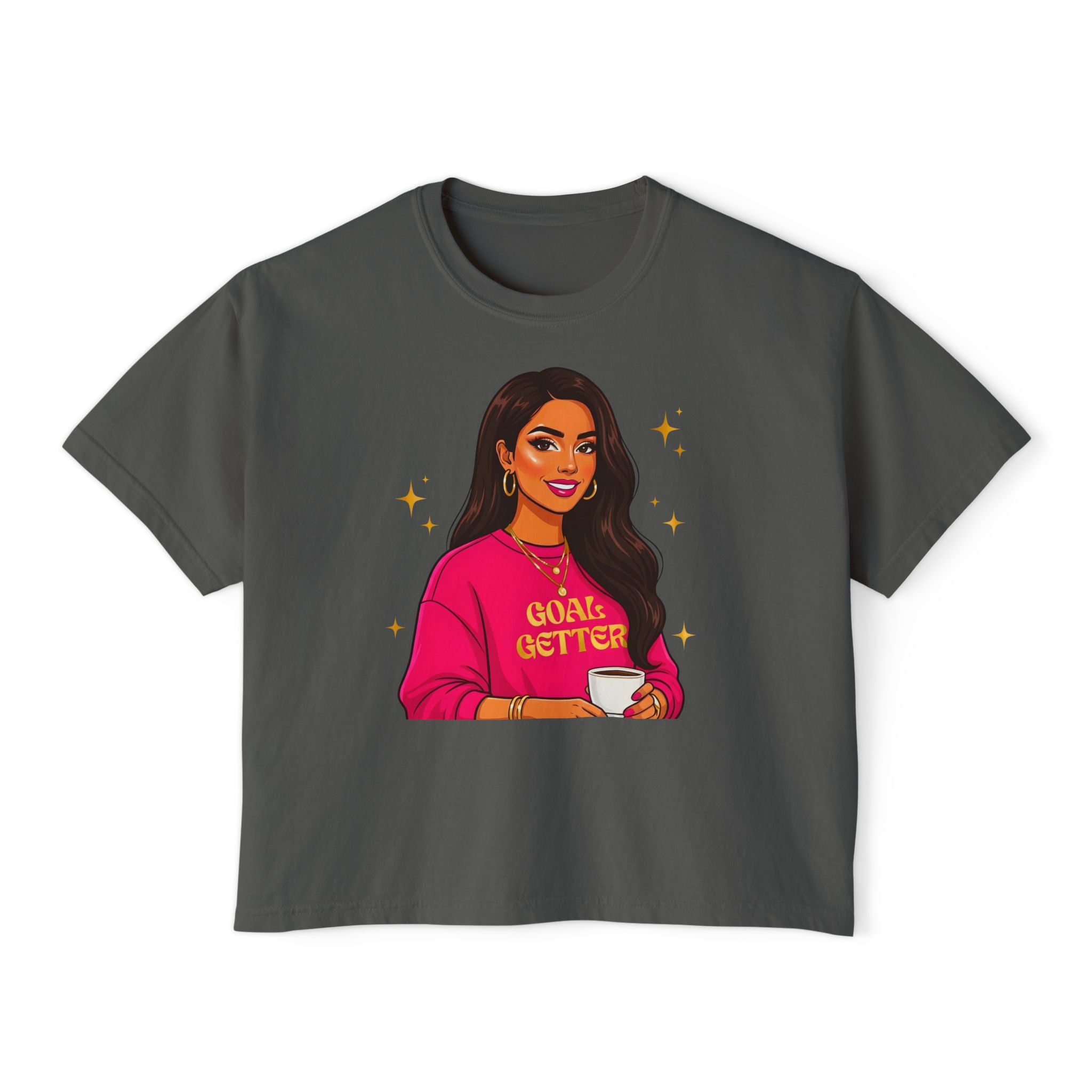Goal Getter Women's Boxy Tee — Empowering Graphic Crop Top
