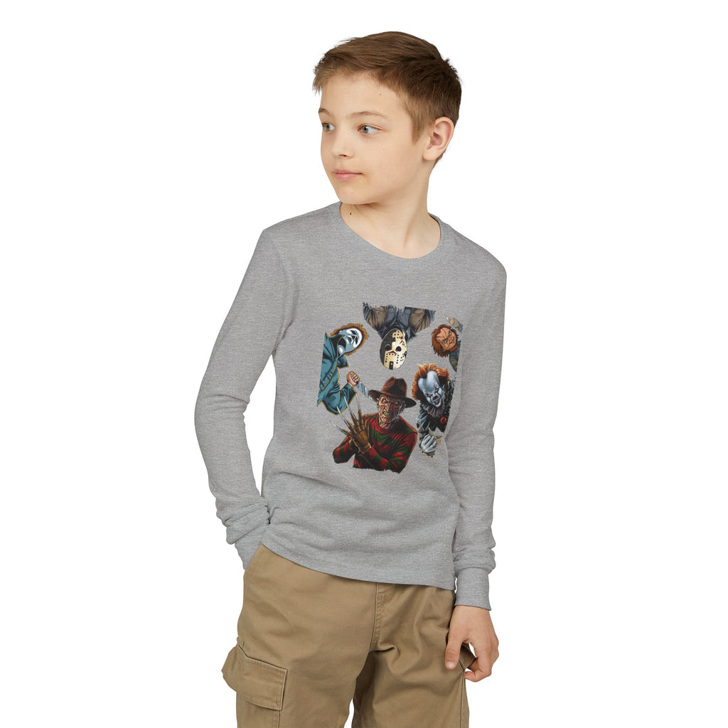 Horror Icons Youth Long Sleeve Tee - Freddy, Jason & More Graphic