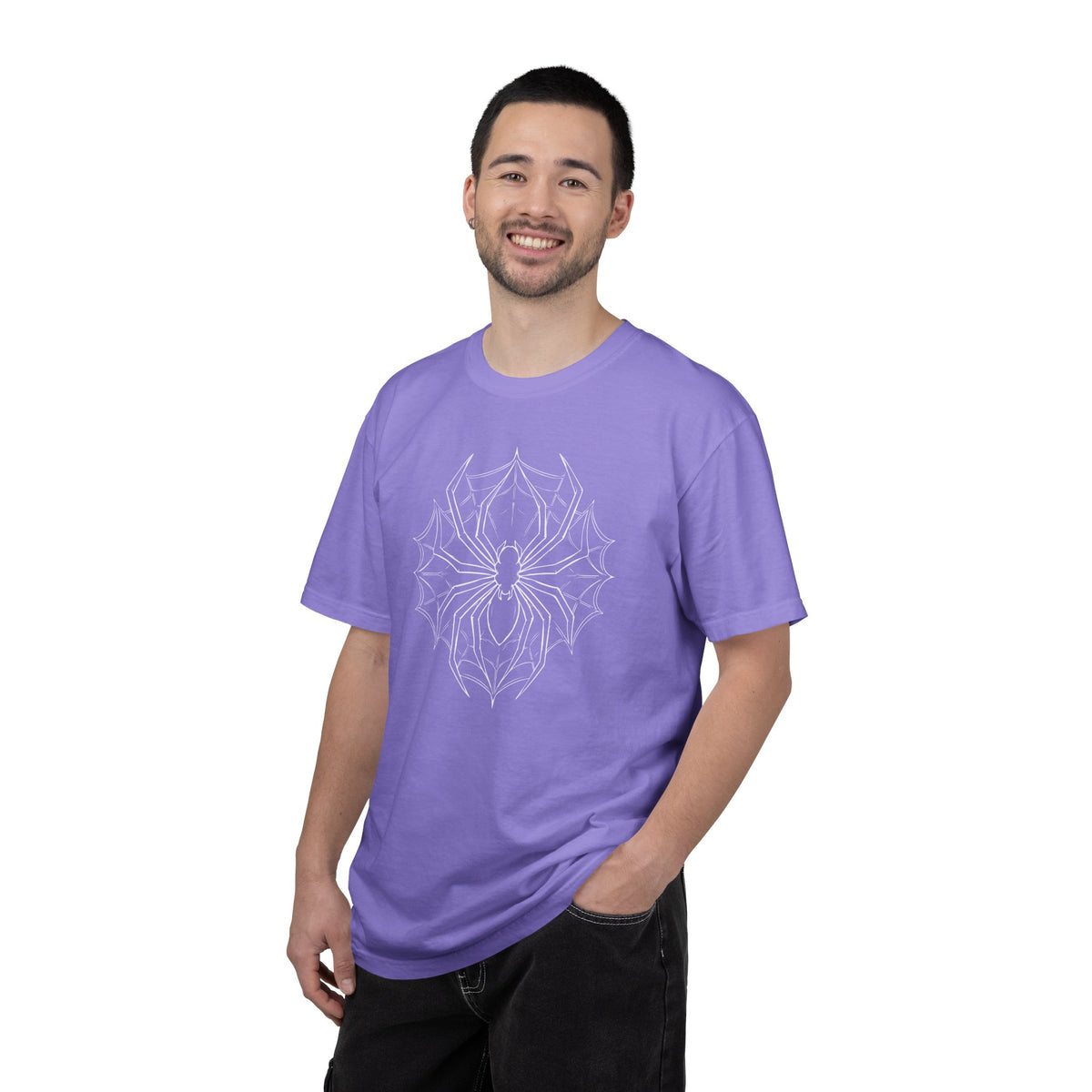Spider Web Graphic T-Shirt — Vintage Gothic Arachnid Back Print