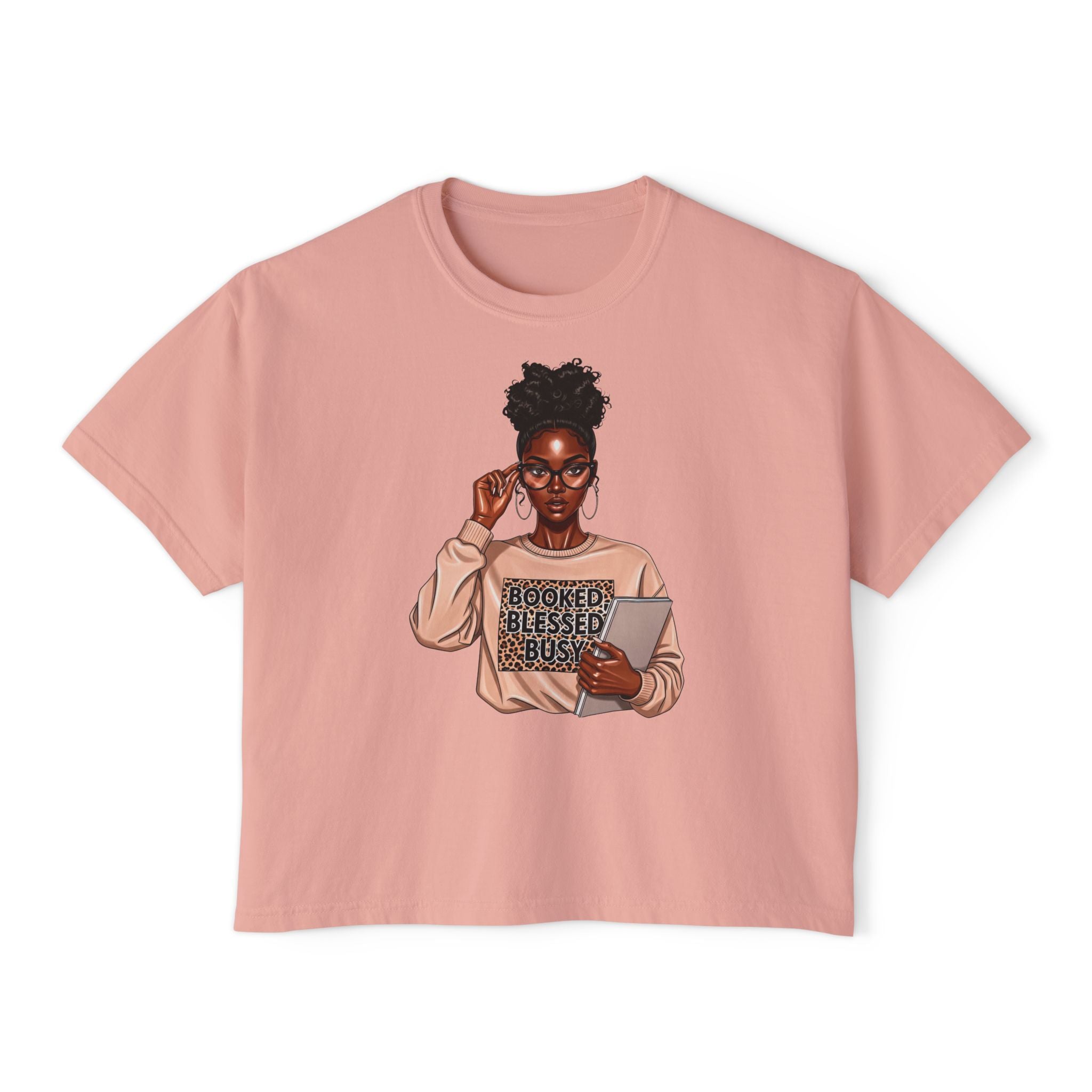 Boxy Tee — Booked Blessed Boss Graphic