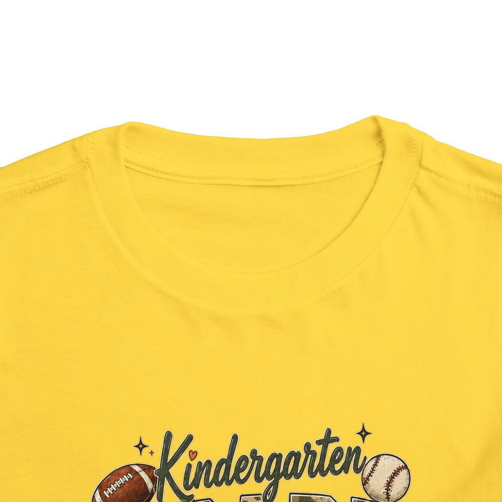 Kindergarten Grade Toddler Tee — Cute Back-to-School Football & Backpack Shirt