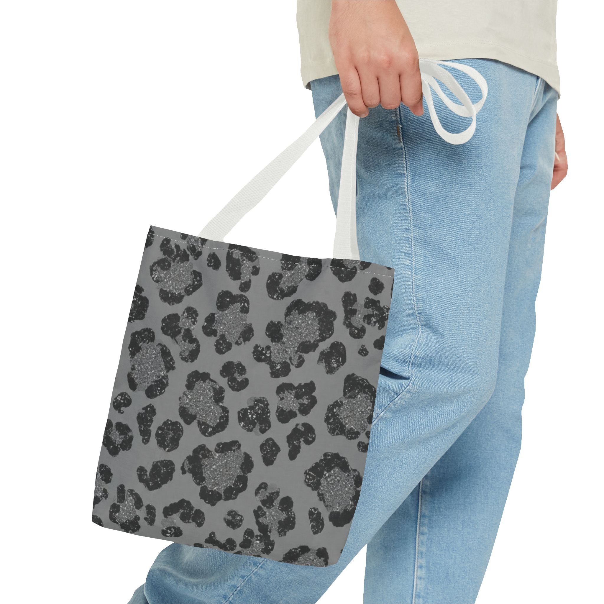 Leopard Print Tote Bag — Grey Animal Pattern All-Over-Print Tote