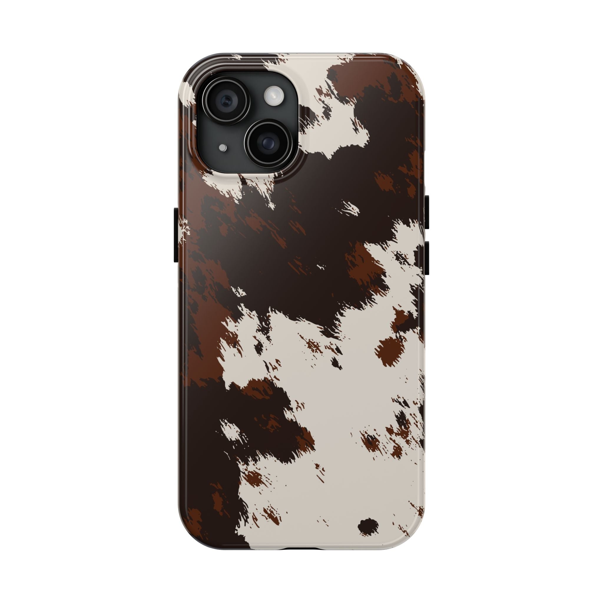 Cowhide Print Tough Phone Case — Brown & White Western Rugged Protection
