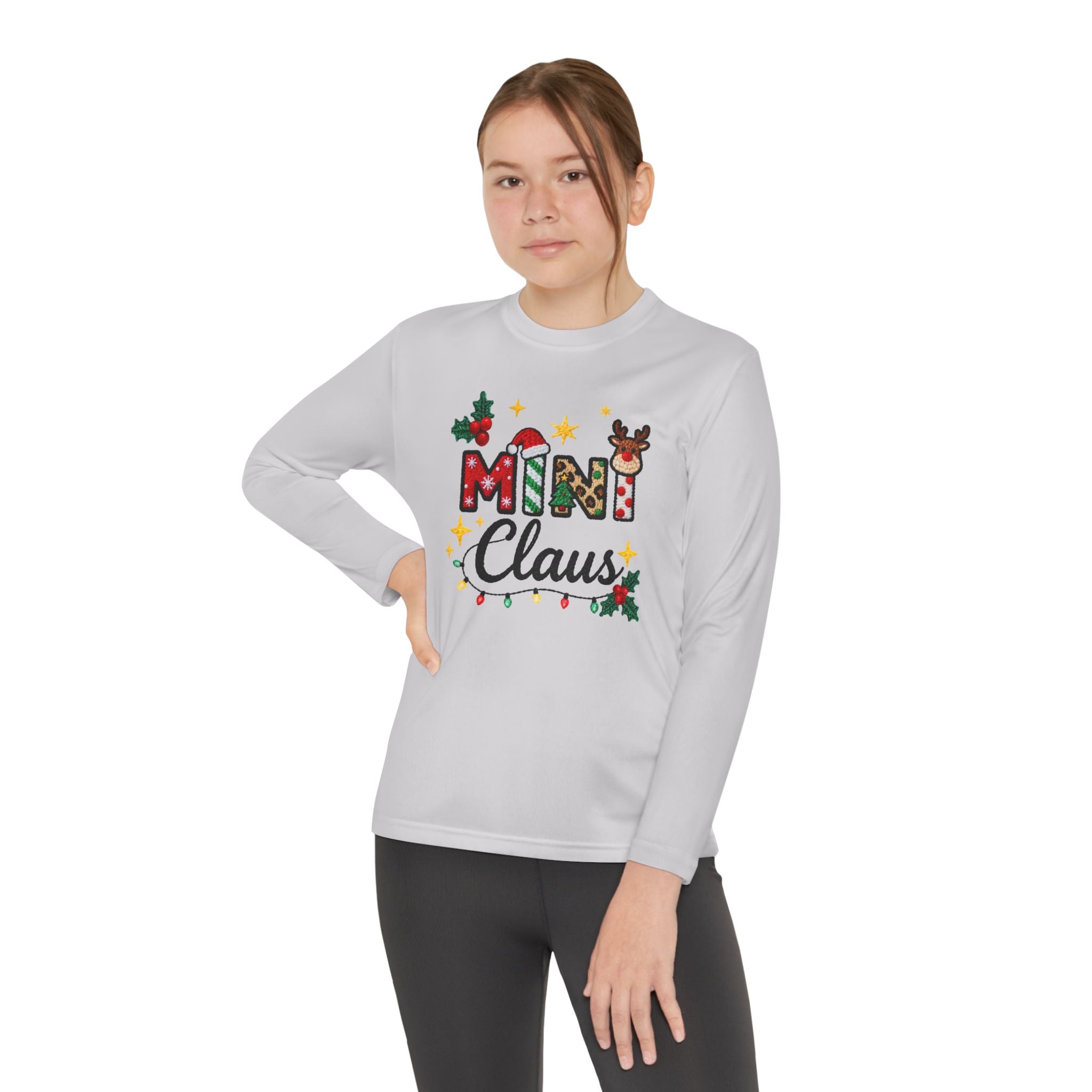 Mini Claus Youth Long Sleeve Tee — Cute Kids Christmas Holiday Shirt