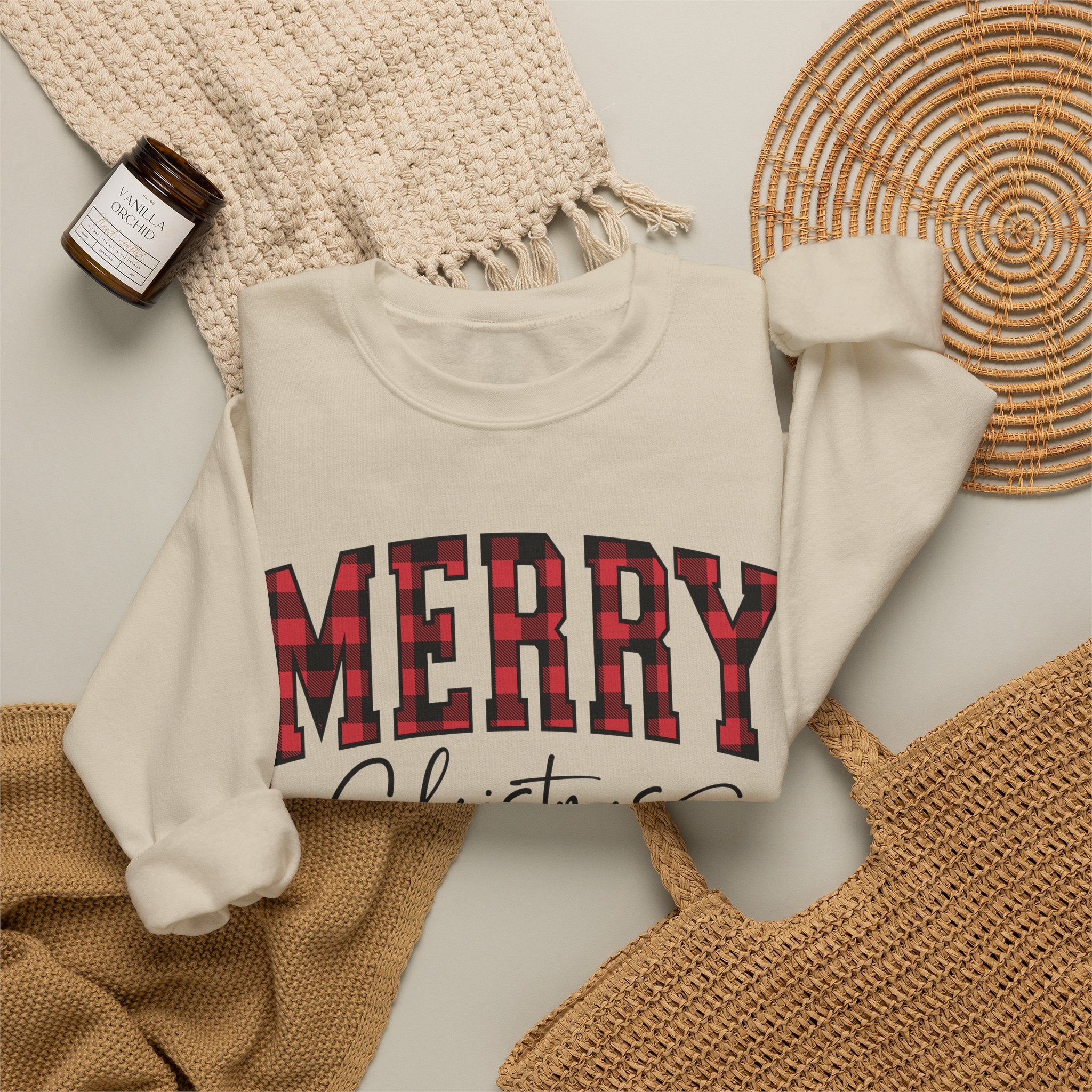 Christmas Plaid "Merry Christmas" Crewneck Sweatshirt