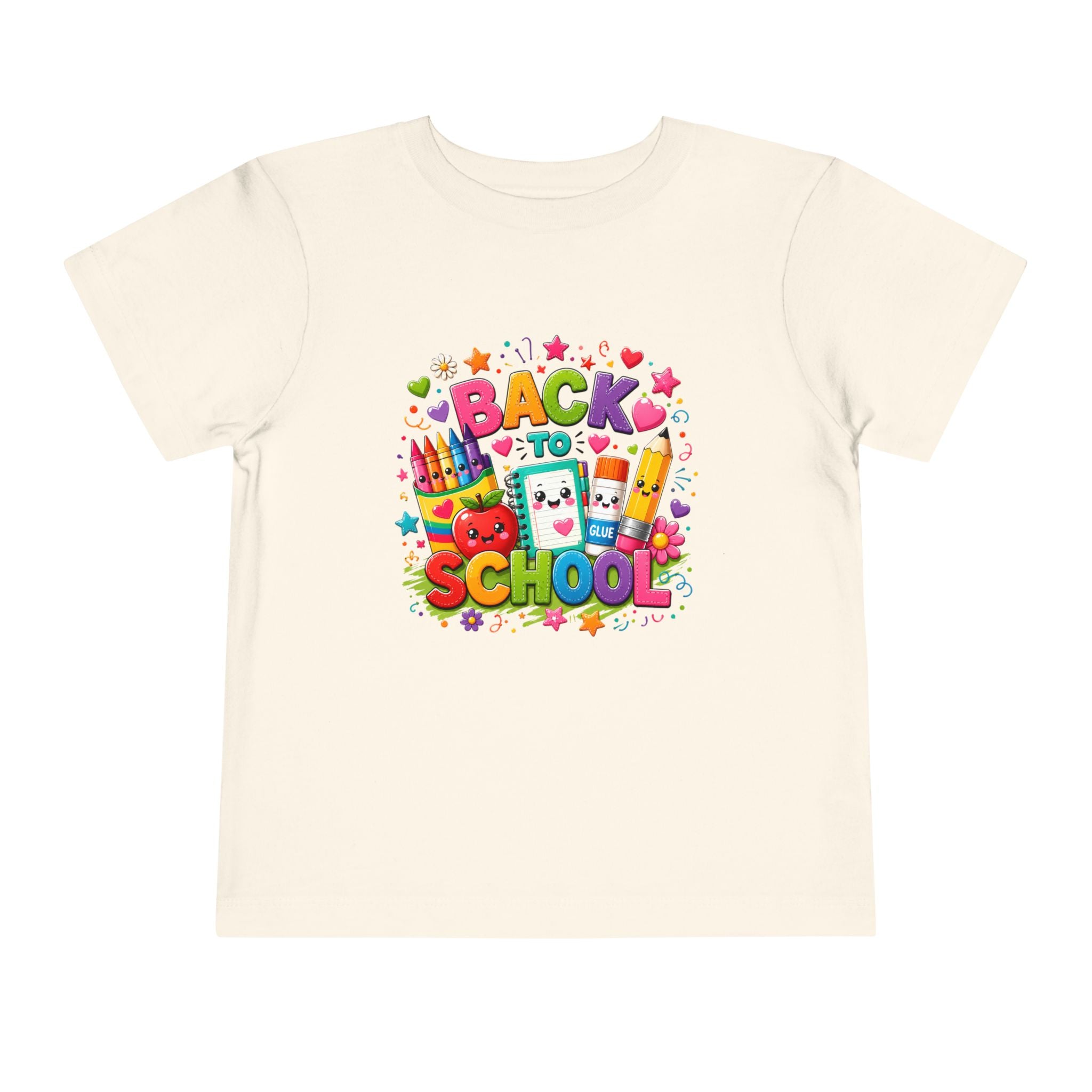 Back to School Toddler Tee – Cute Kawaii School Supplies Graphic