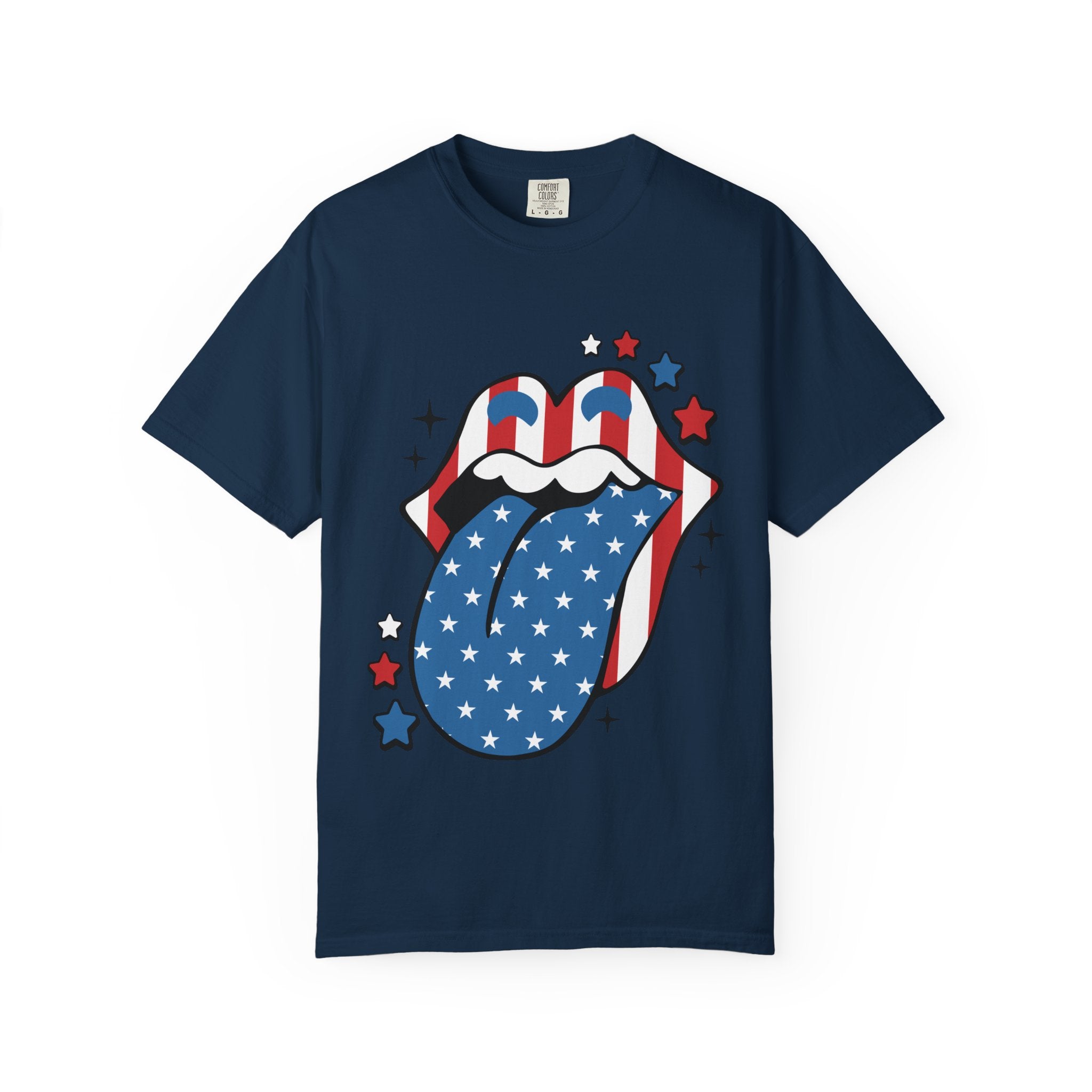 American Flag Rock Tongue T-Shirt