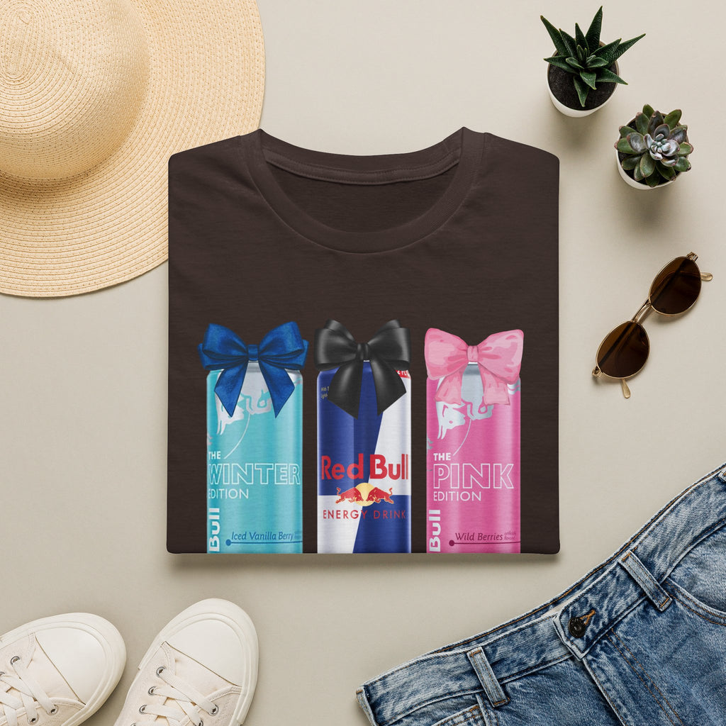 T-Shirt — “First I Need a Red Bull” Energy Drink Can Graphic Tee